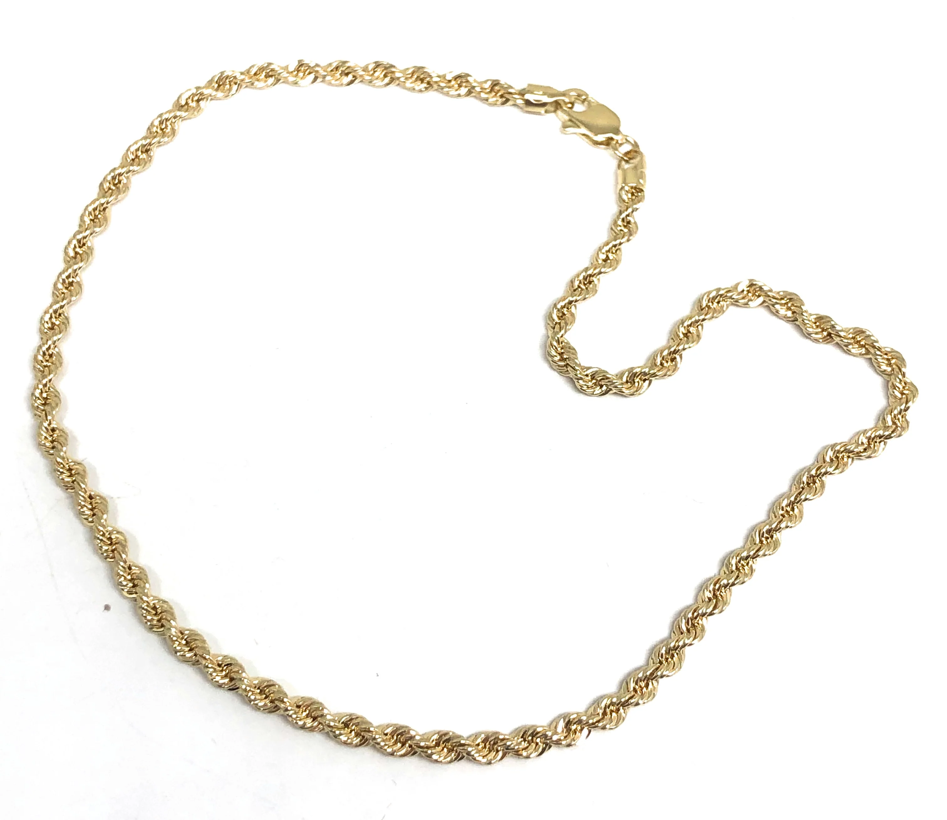 10k Solid Gold Yellow Rope Brracelet 7-11 inch 2.9mm Width (SEMI-HOLLOW STYLE) - Image 3
