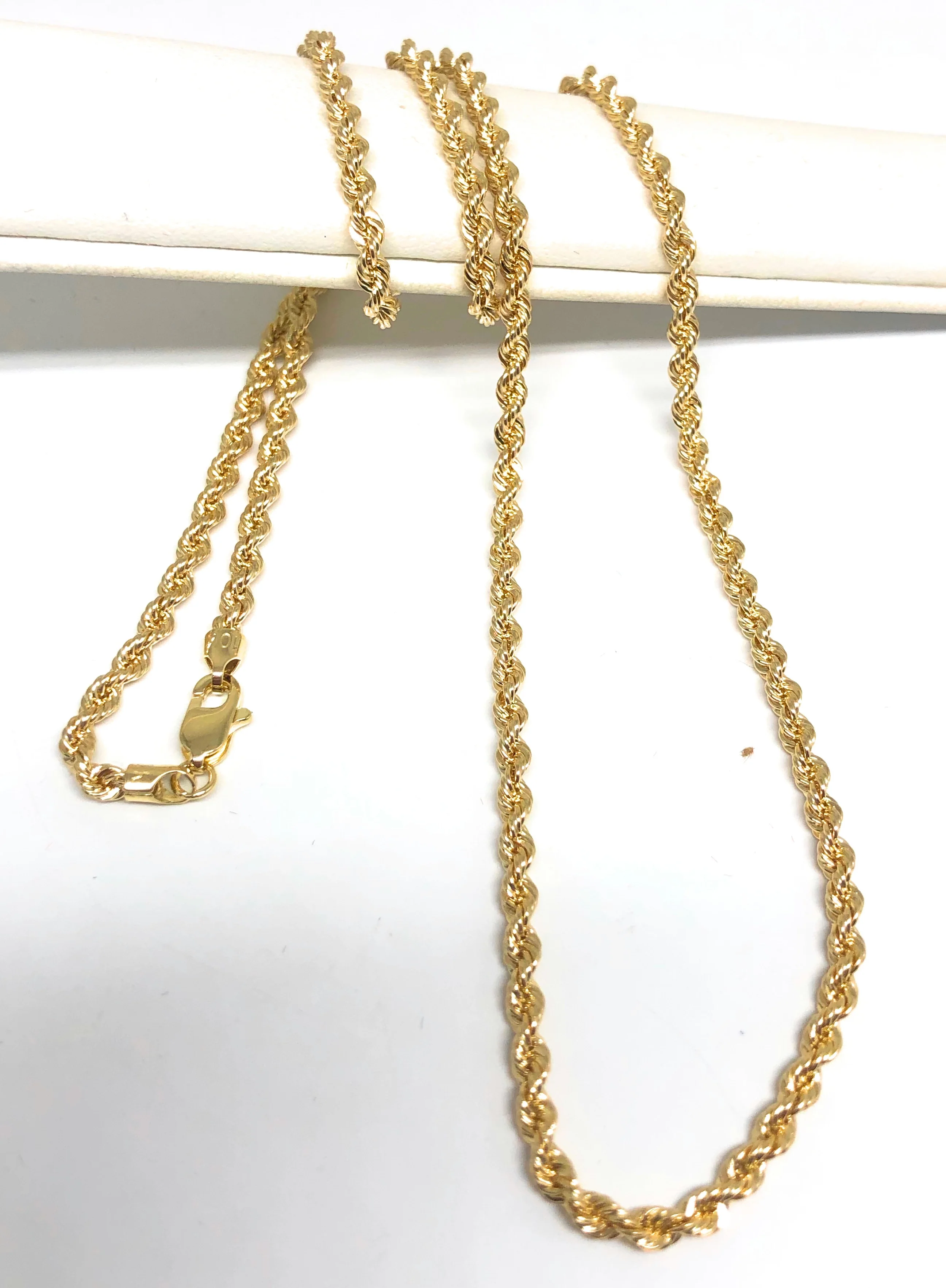 10k Solid Gold Yellow Rope Chain 18-26 inches 2.9mm (Semi-Hollow Style)