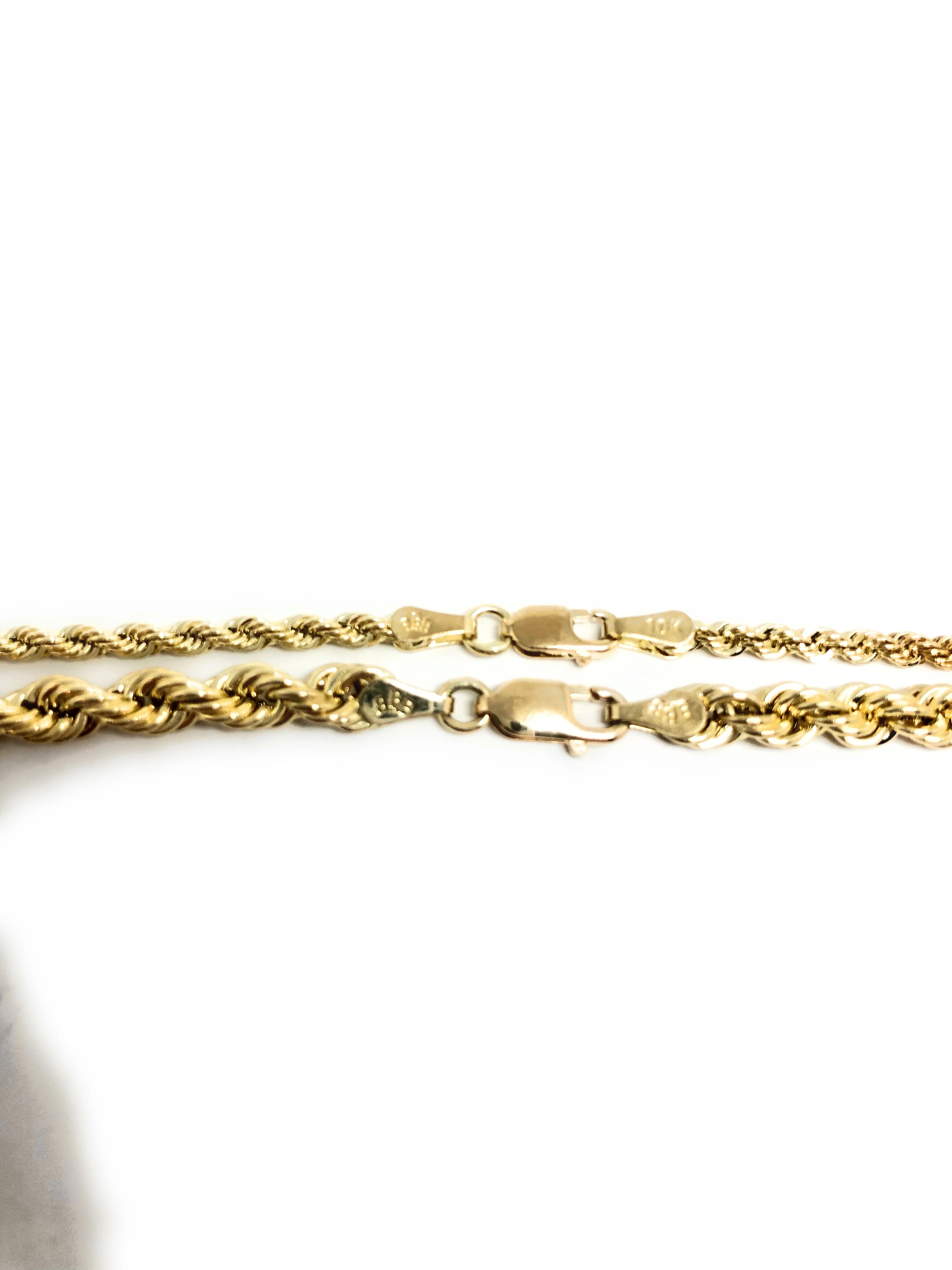 10k Solid Gold Yellow Rope Chain 24 - 26 inch | 4mm - 5mm width (Semi-Hollow Style) - Image 3