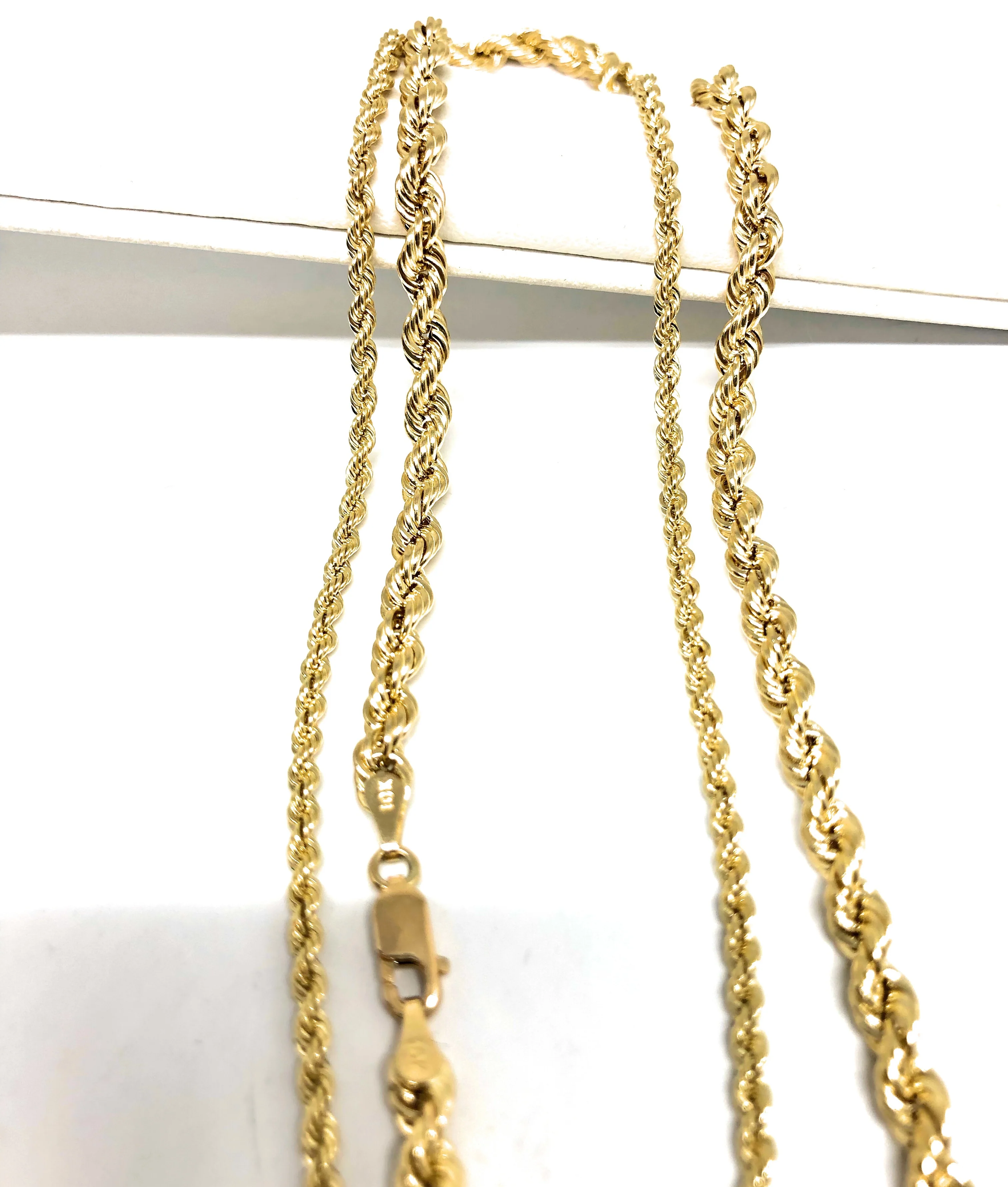 10k Solid Gold Yellow Rope Chain 24 - 26 inch | 4mm - 5mm width (Semi-Hollow Style) - Image 4