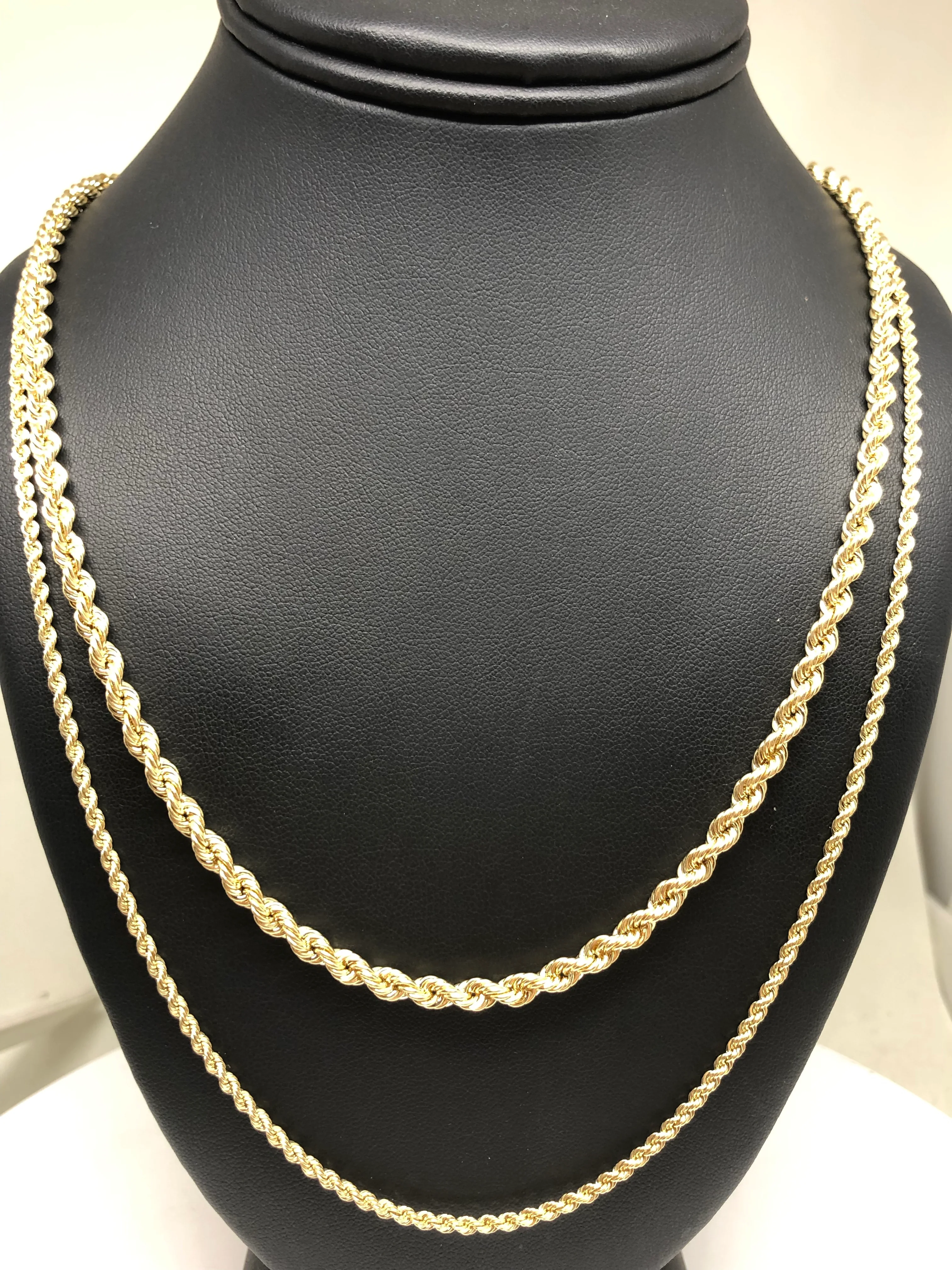 10k Solid Gold Yellow Rope Chain 24 - 26 inch | 4mm - 5mm width (Semi-Hollow Style) - Image 6