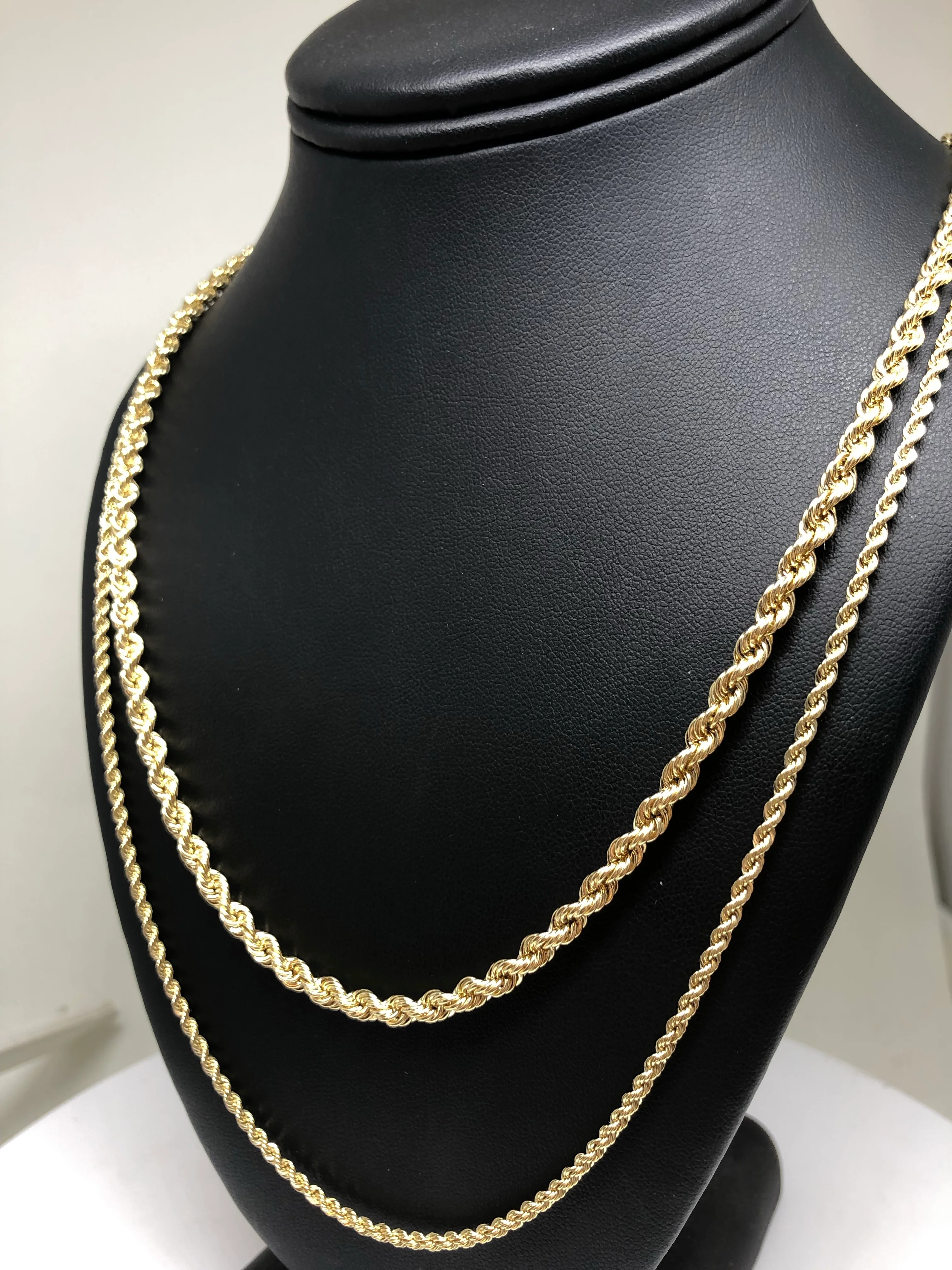 10k Solid Gold Yellow Rope Chain 24 - 26 inch | 4mm - 5mm width (Semi-Hollow Style) - Image 7
