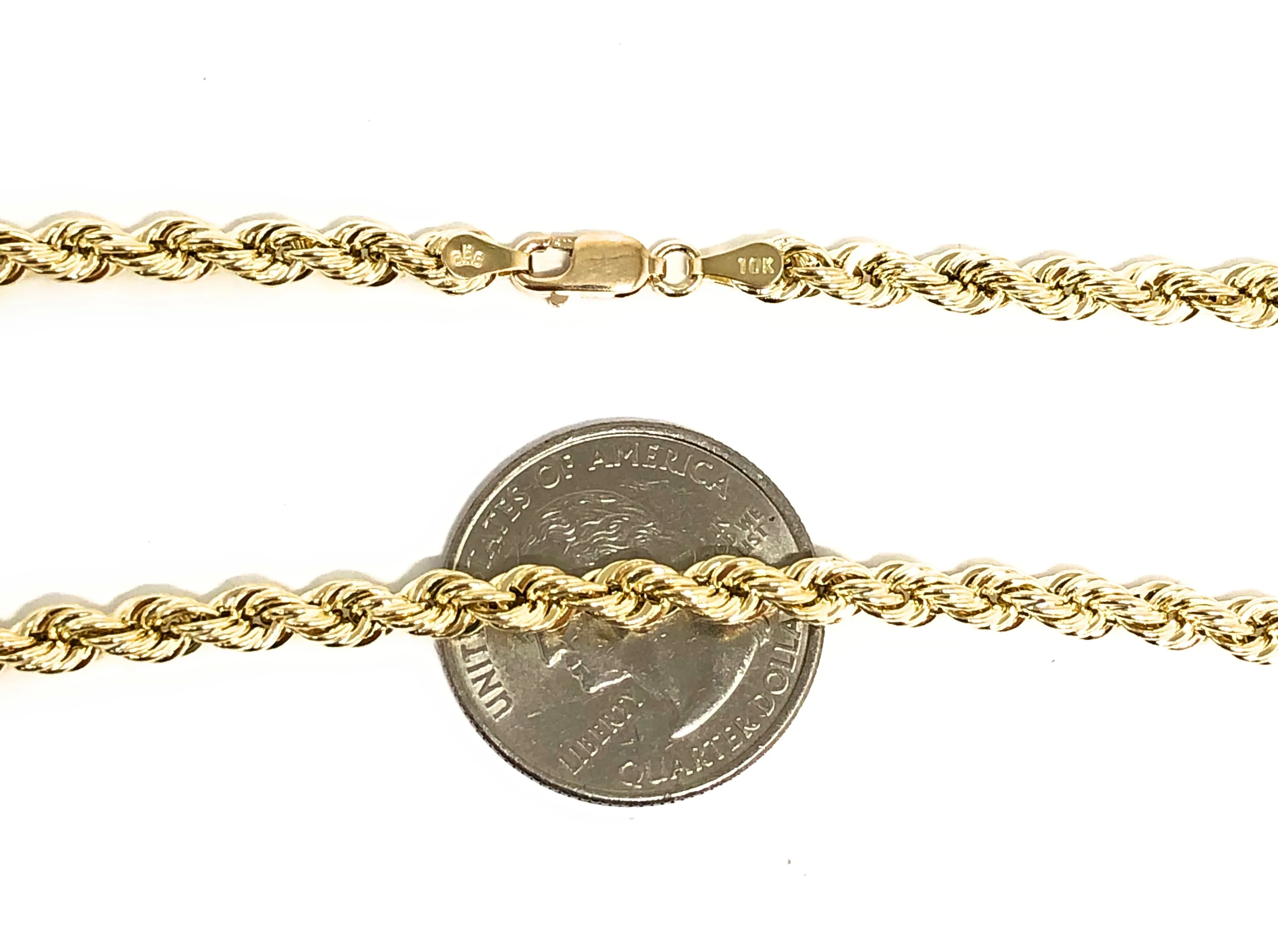 10k Solid Gold Yellow Rope Chain 26-30 inches 4.2mm (Semi-Hollow Style) - Image 2