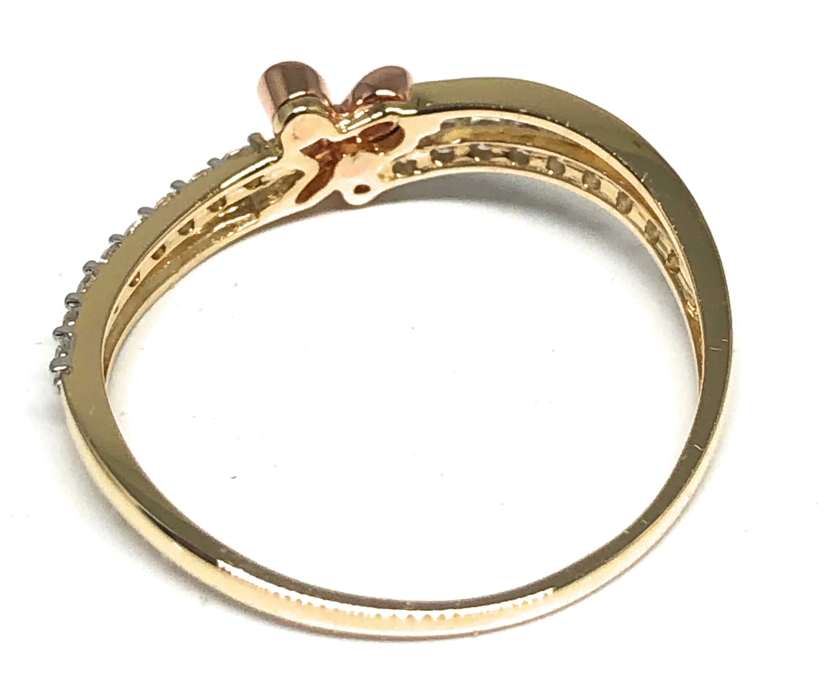 10k Solid Gold Yellow & Rose Gold CZ Butterfly Ring (FC 56) - Image 3