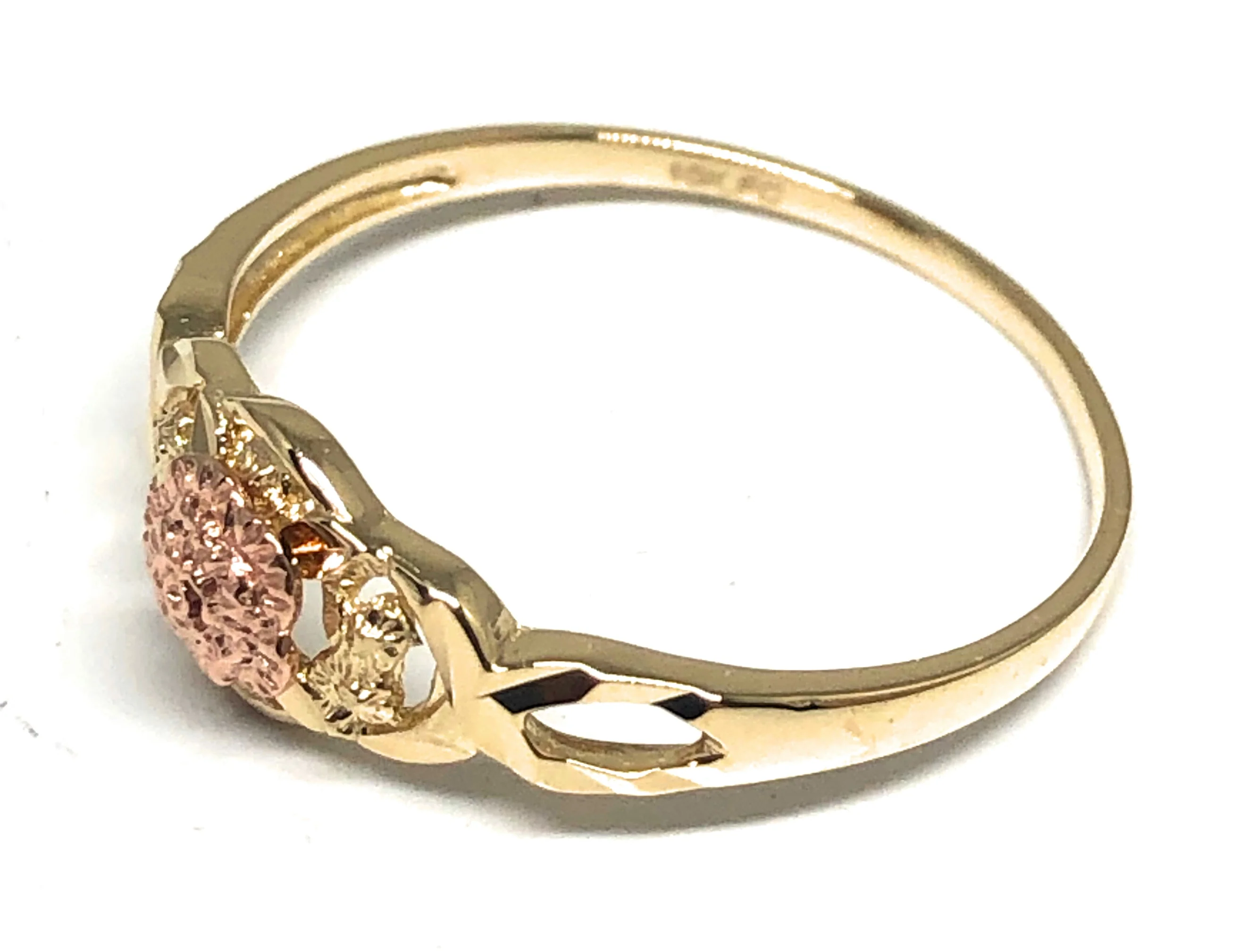 10k Solid Gold Yellow & Rose Gold Flower Ring (FC 42) - Image 2