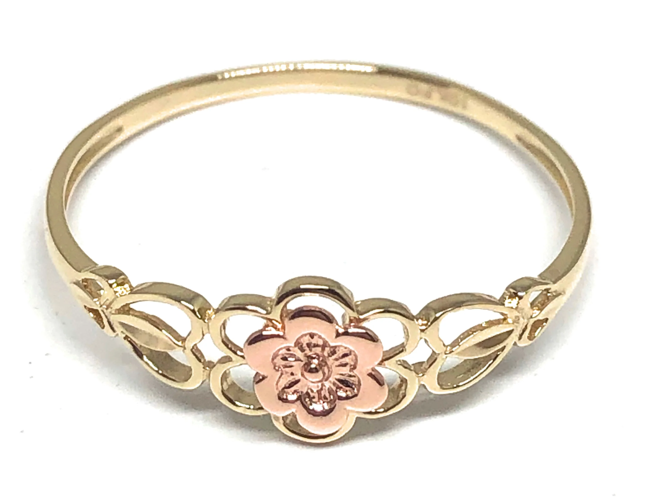 10k Solid Gold Yellow & Rose Gold Flower Dainty Ring (FC 48)