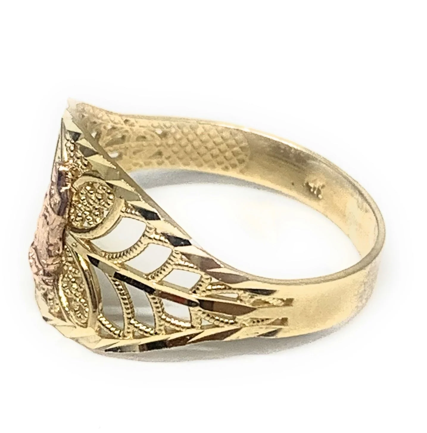 10k Solid Gold Yellow & Rose Gold Virrgin Mary Filigran Butterfly Ring (FC 147) - Image 2