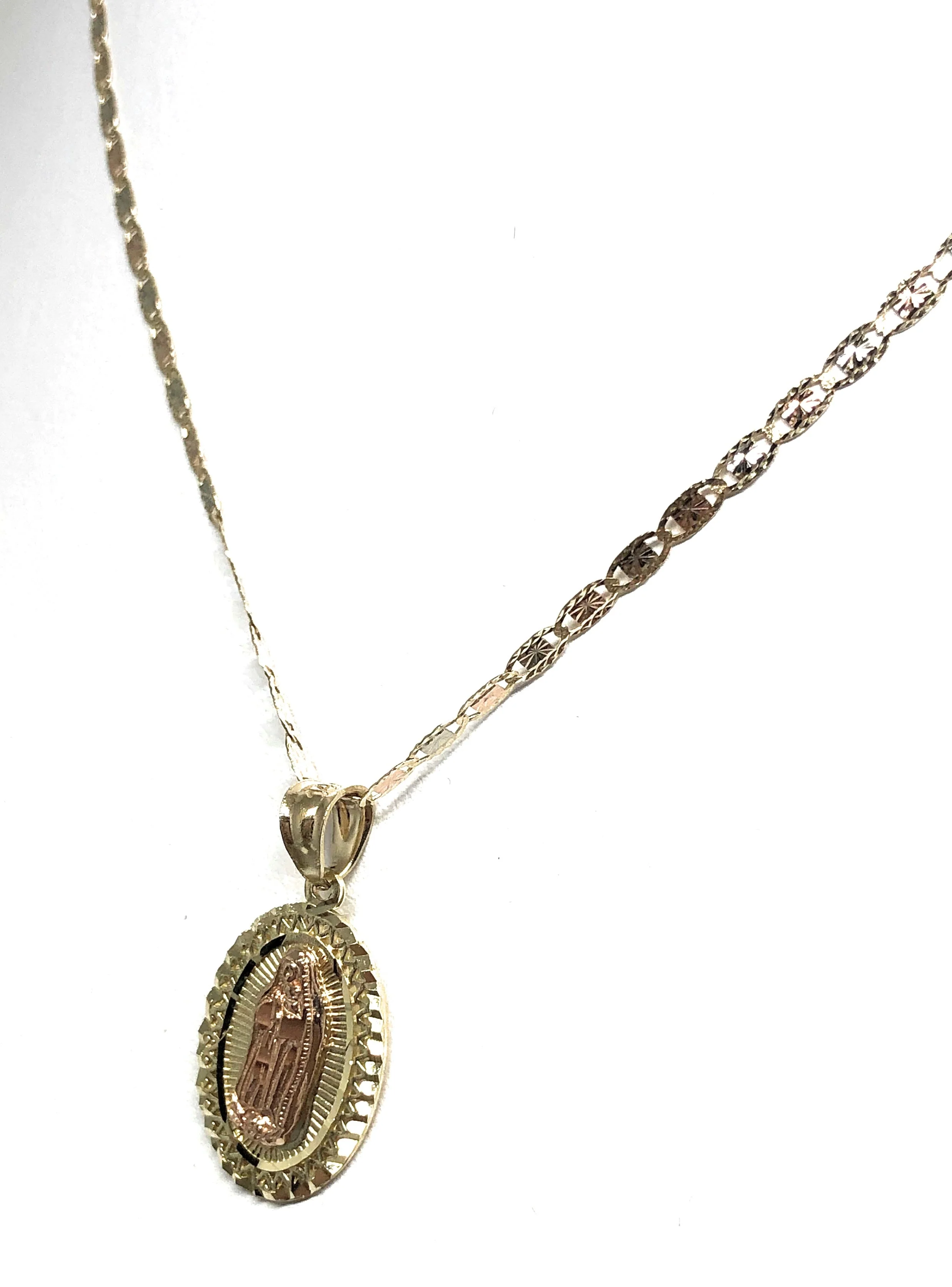 10k Solid Gold Yellow & Rose Virrgin Mary Pendant Virrgen Guadalupe Necklace - Image 4