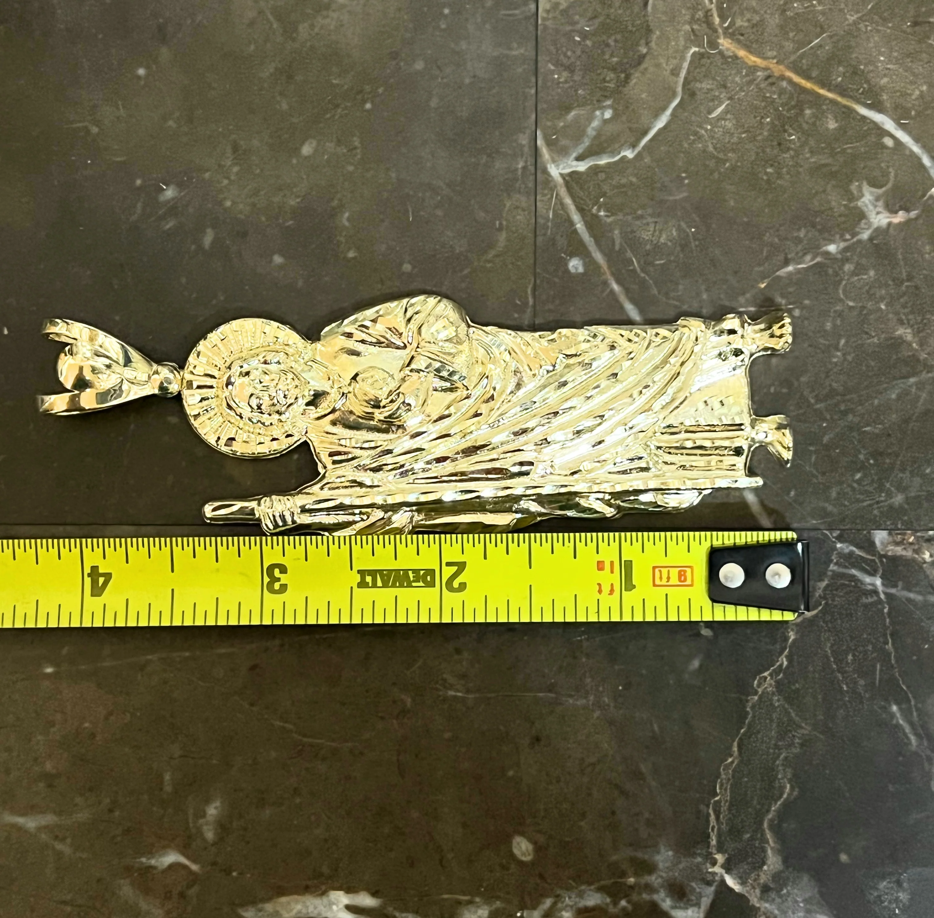10k Solid Gold Yellow Saan Judas Saaint Jude BIG XXL Pendant Necklace (XXL) (20.7G) - Image 3