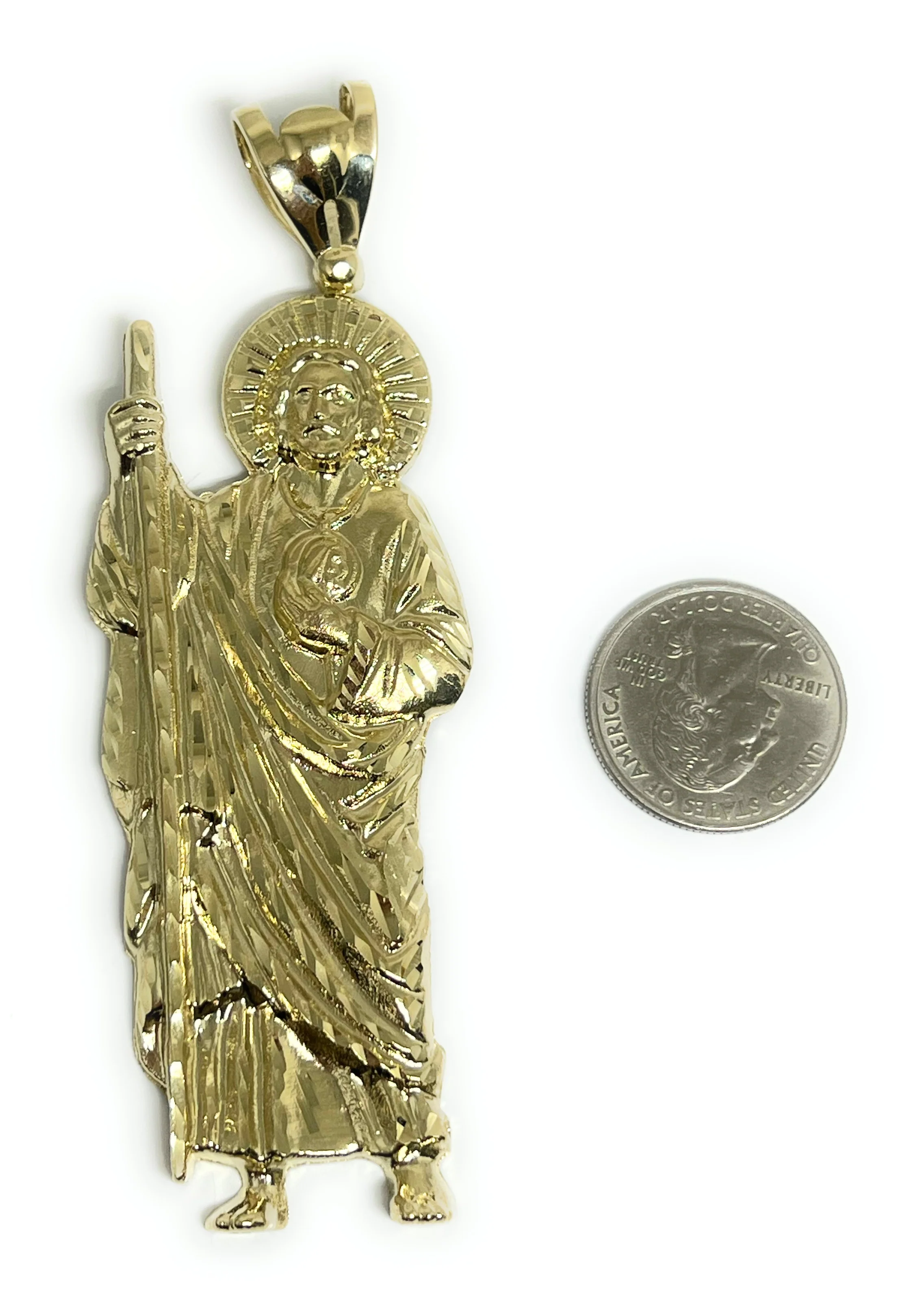 10k Solid Gold Yellow Saan Judas Saaint Jude BIG XXL Pendant Necklace (XXL) (20.7G) - Image 5