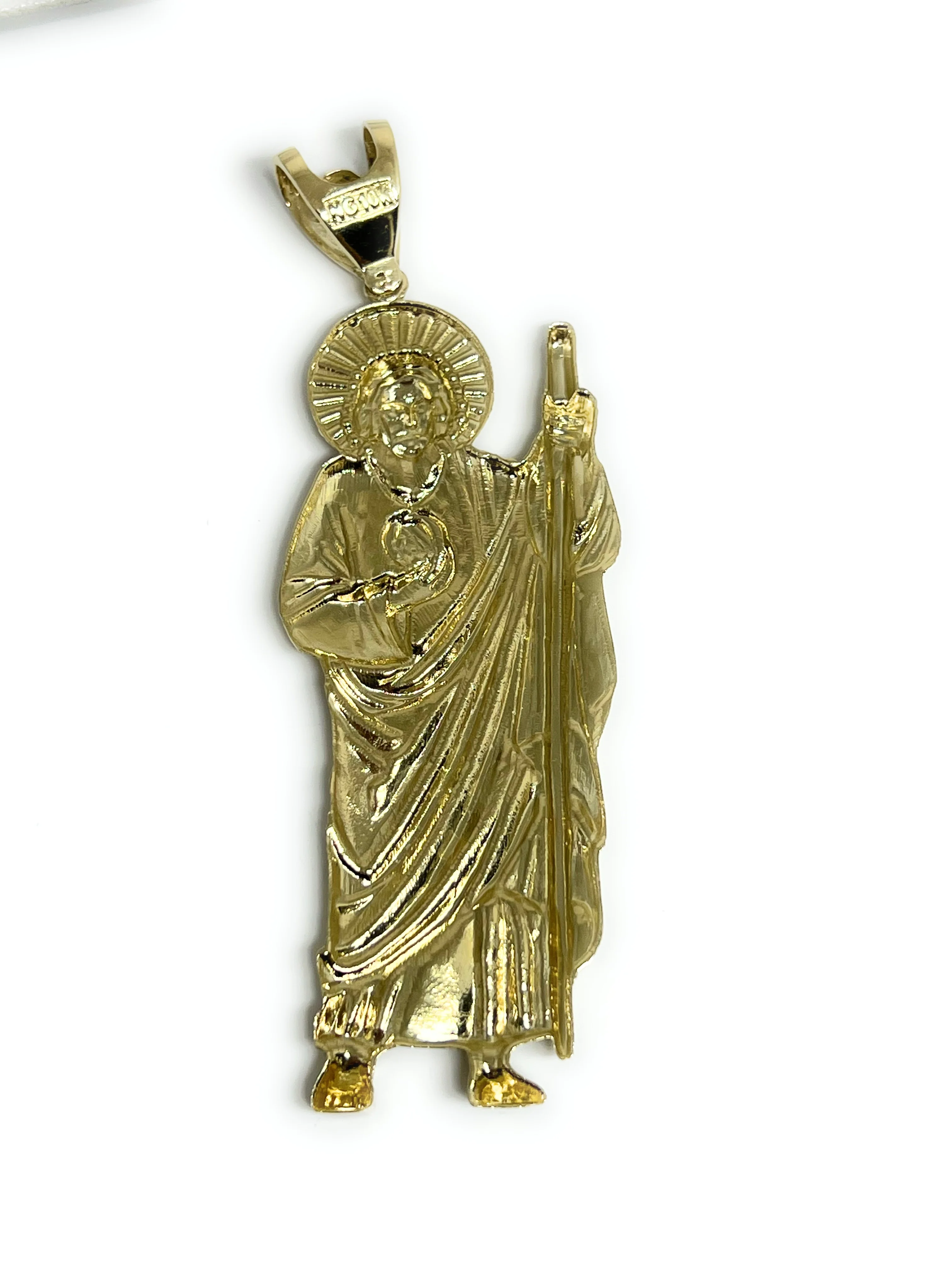 10k Solid Gold Yellow Saan Judas Saaint Jude BIG XXL Pendant Necklace (XXL) (20.7G) - Image 7