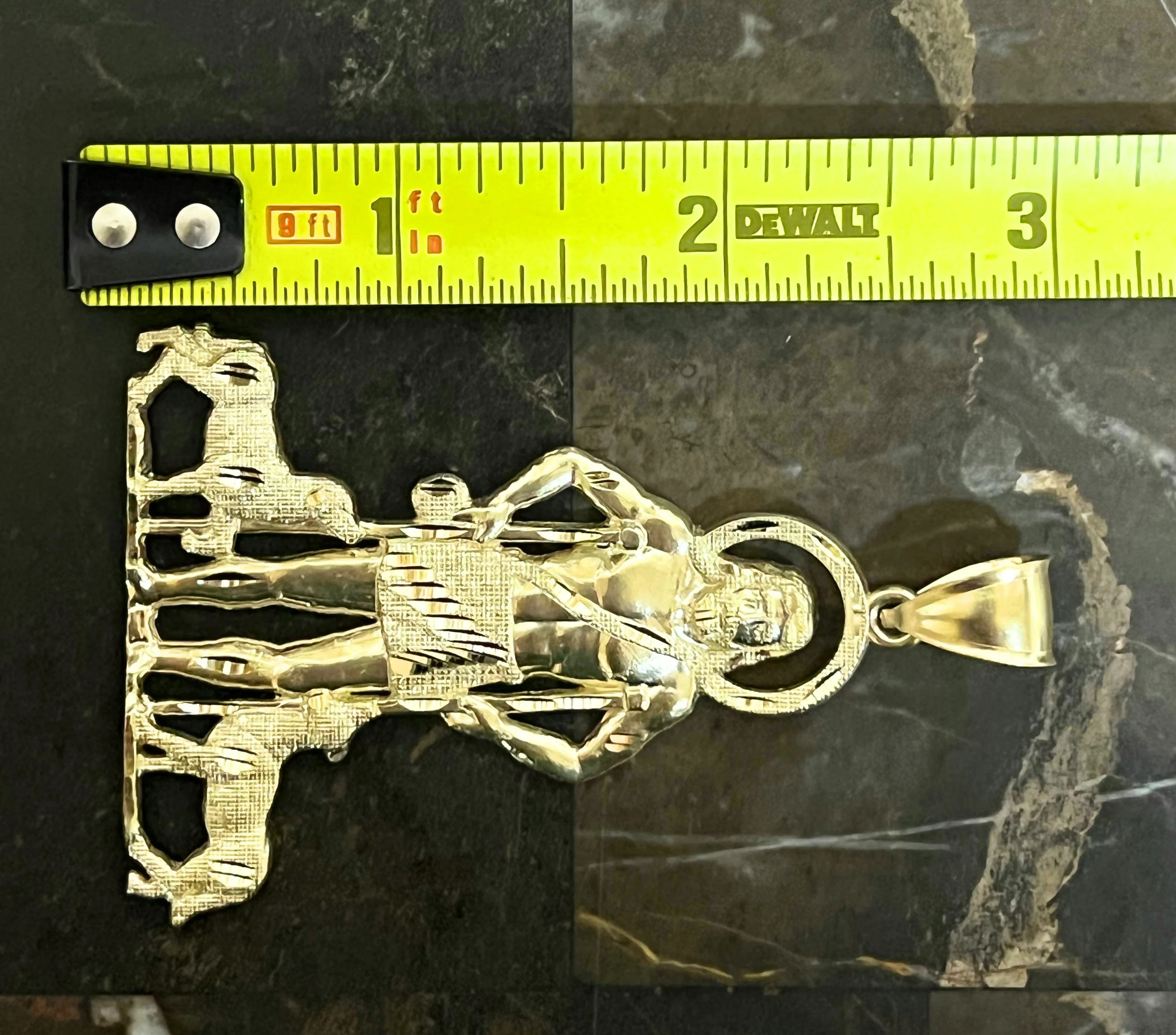 10k Solid Gold Yellow Saint Lazarus San Lazaro Pendant Necklace - Image 2