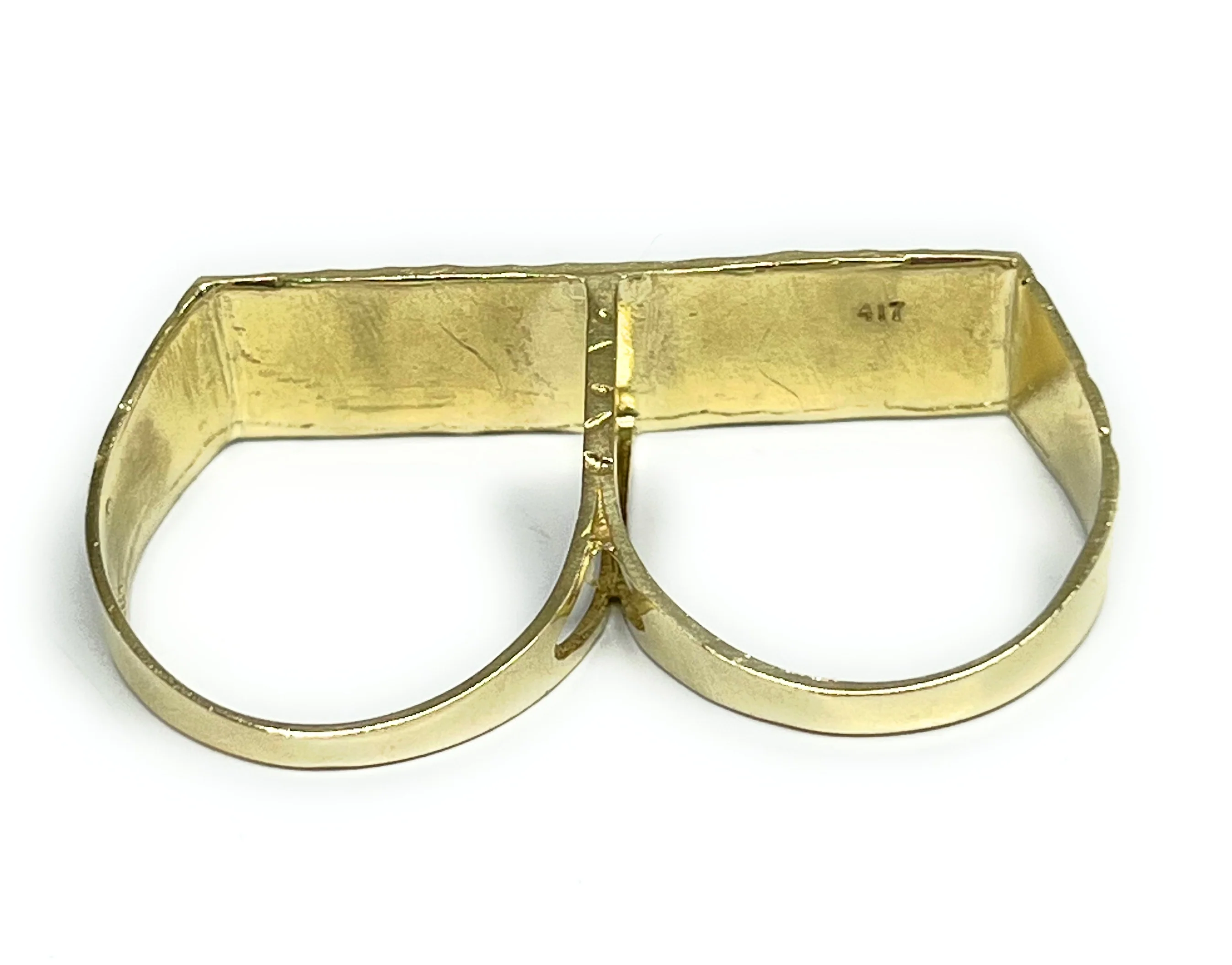 10k Solid Gold Yellow SUPERIMPOSED (SOBREPUESTO) CUSTOMIZED 3D NAME TWO FINGER RING - Image 6