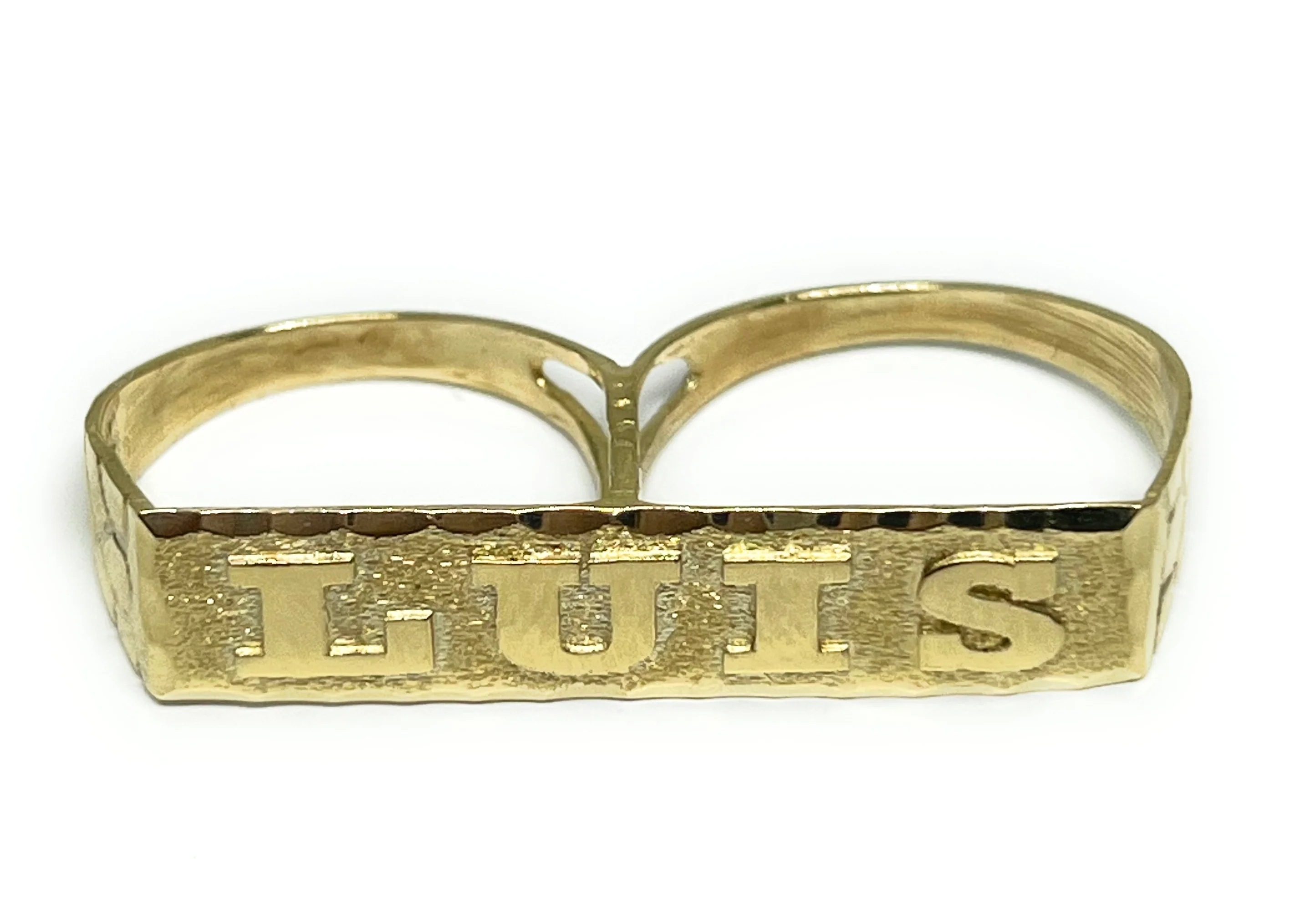 10k Solid Gold Yellow SUPERIMPOSED (SOBREPUESTO) CUSTOMIZED 3D NAME TWO FINGER RING - Image 9