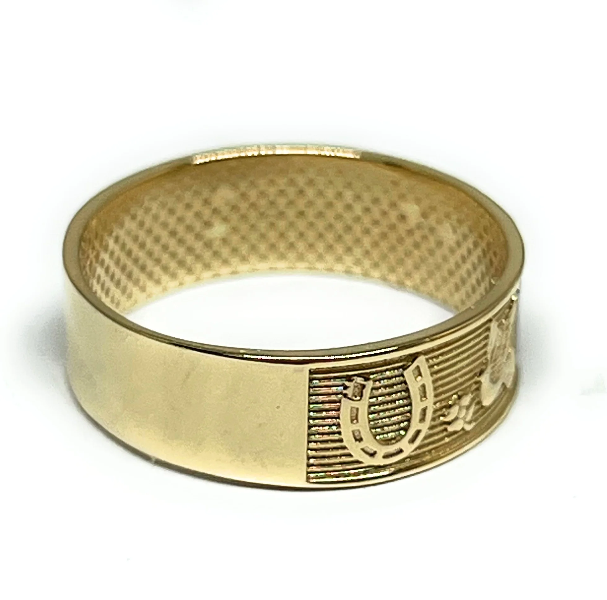 10k Solid Gold Yellow Tri-Color Lucky Symbols Band Ring Suerte (FC 310) - Image 4