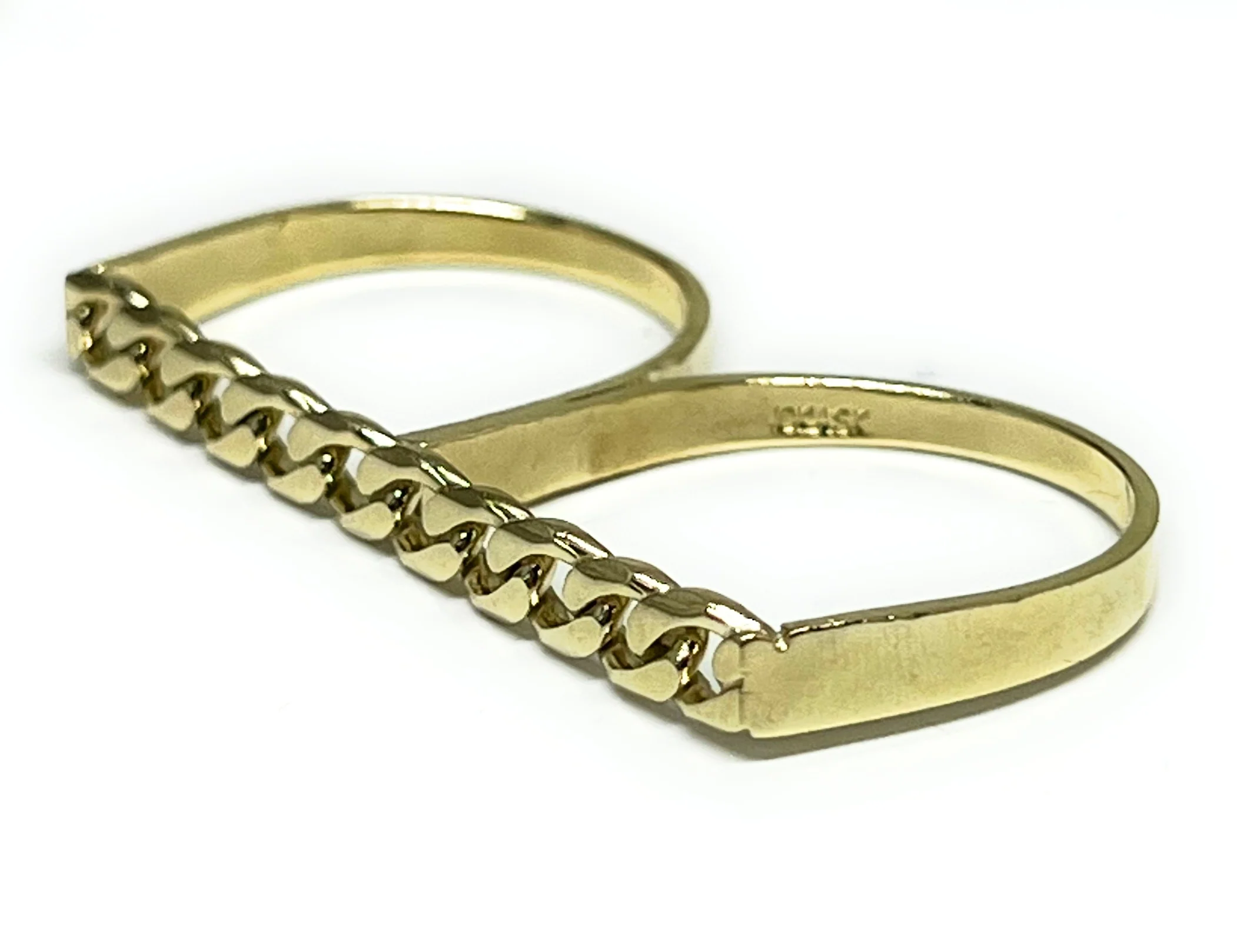 10k Solid Gold Yellow TWO FINGER CUBAN LINK Ring (4g) - Image 3