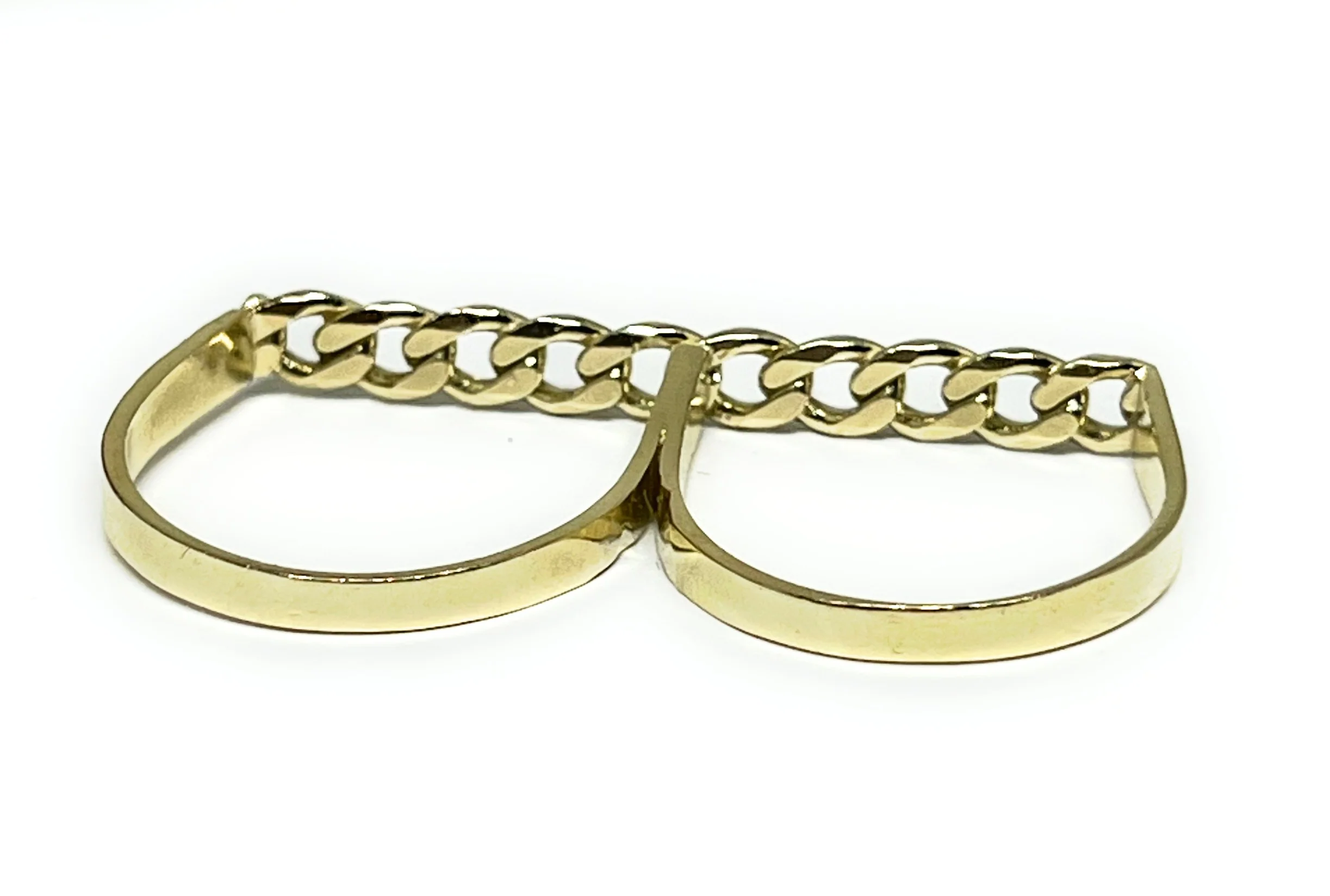 10k Solid Gold Yellow TWO FINGER CUBAN LINK Ring (4g) - Image 5