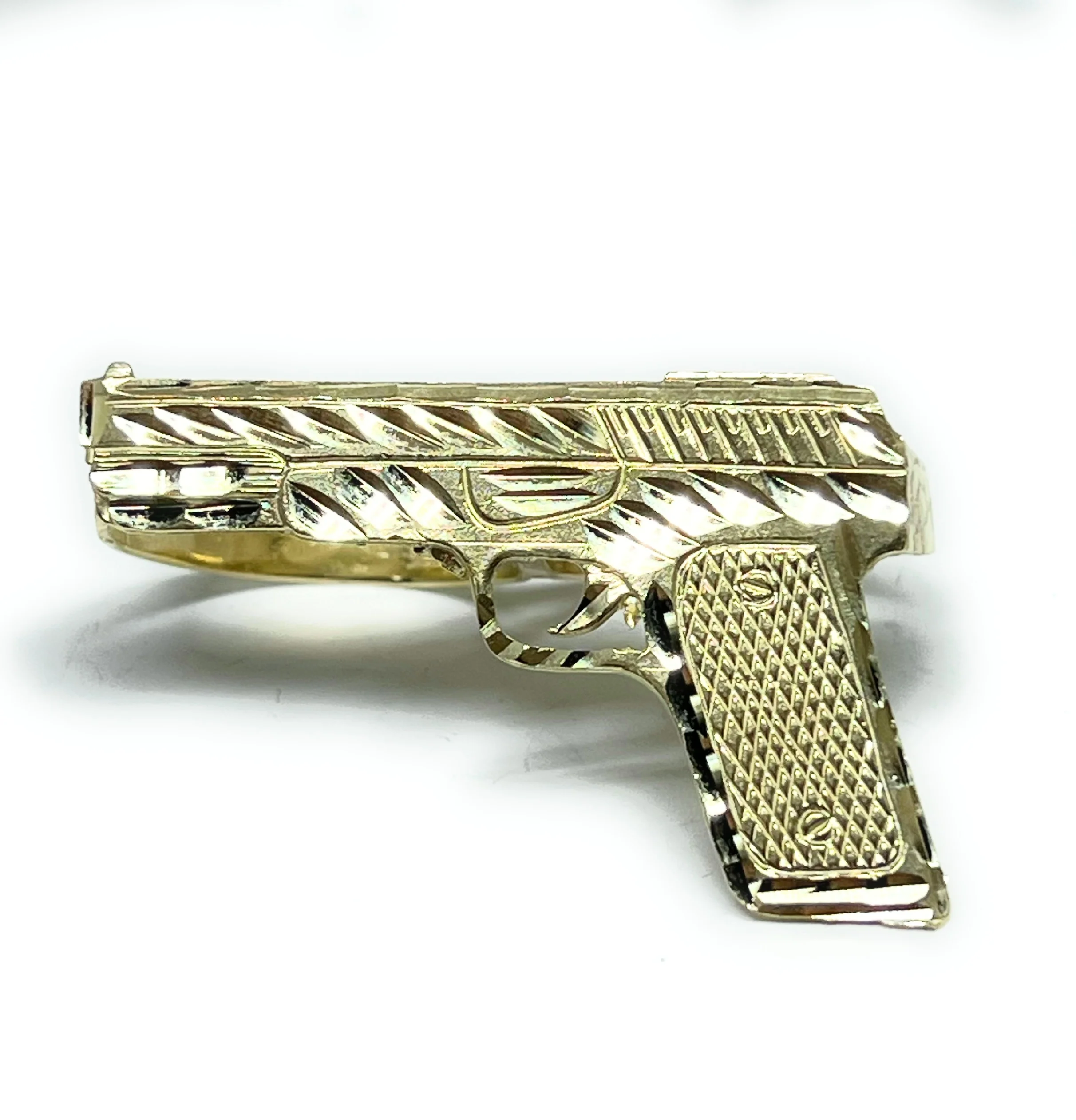 10k Solid Gold Yellow TWO FINGER PISTOL GUN Ring (7.4g) - Image 3