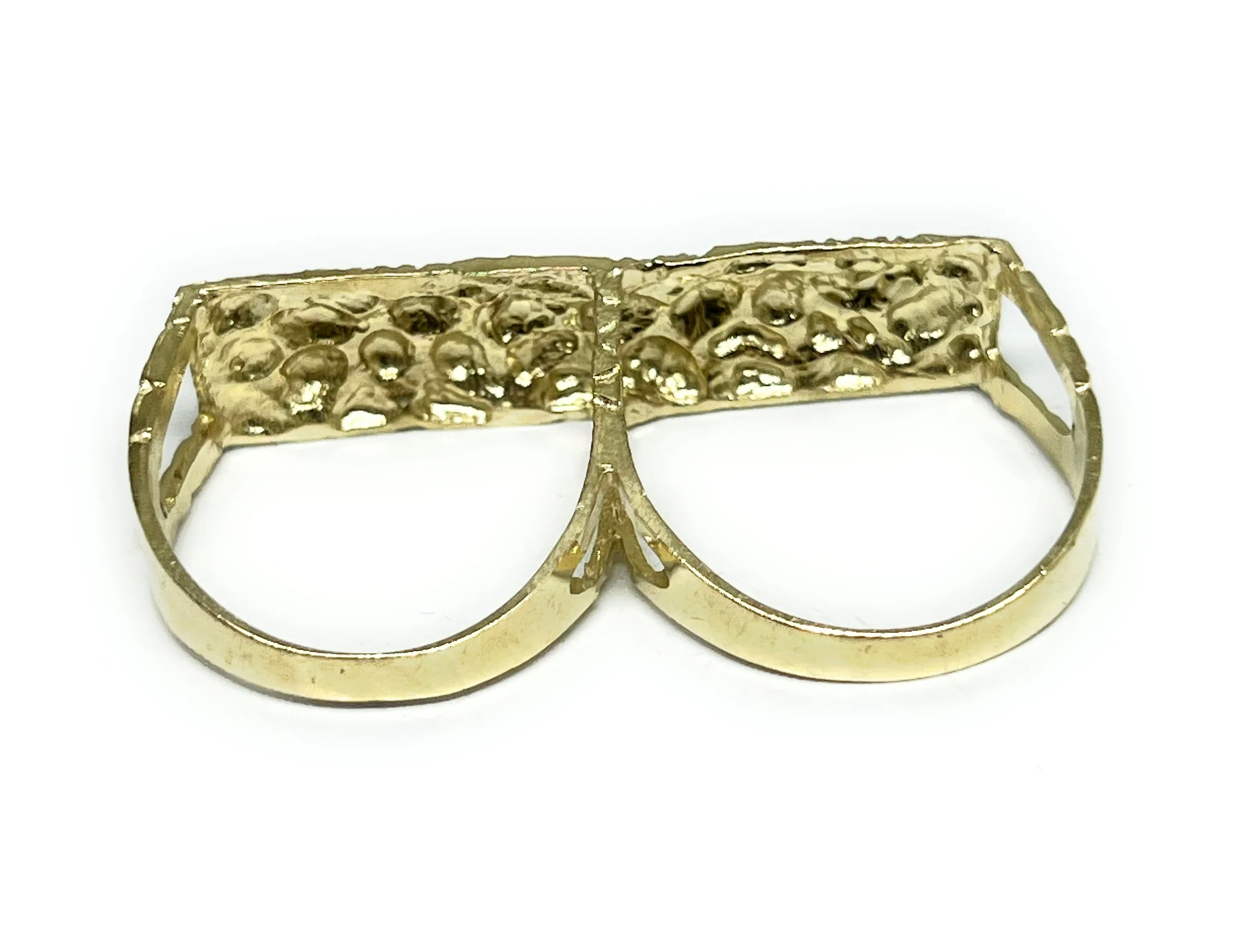 10k Solid Gold Yellow TWO FINGER PUFF RECTANGLE Nugget Ring (6g) - Image 4