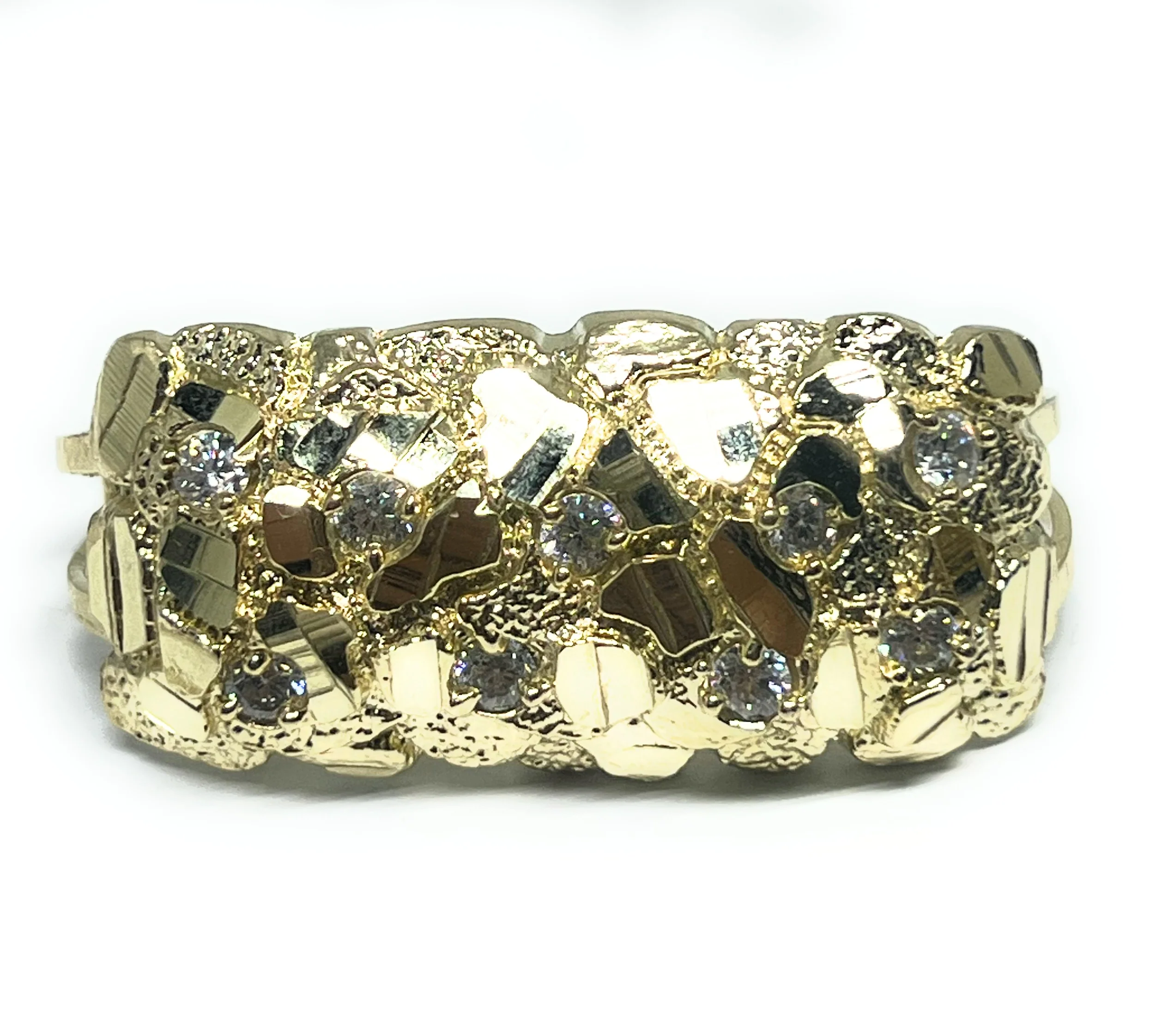 10k Solid Gold Yellow TWO FINGER RECTANGLE CZ Nugget Ring (12.6g) - Image 6