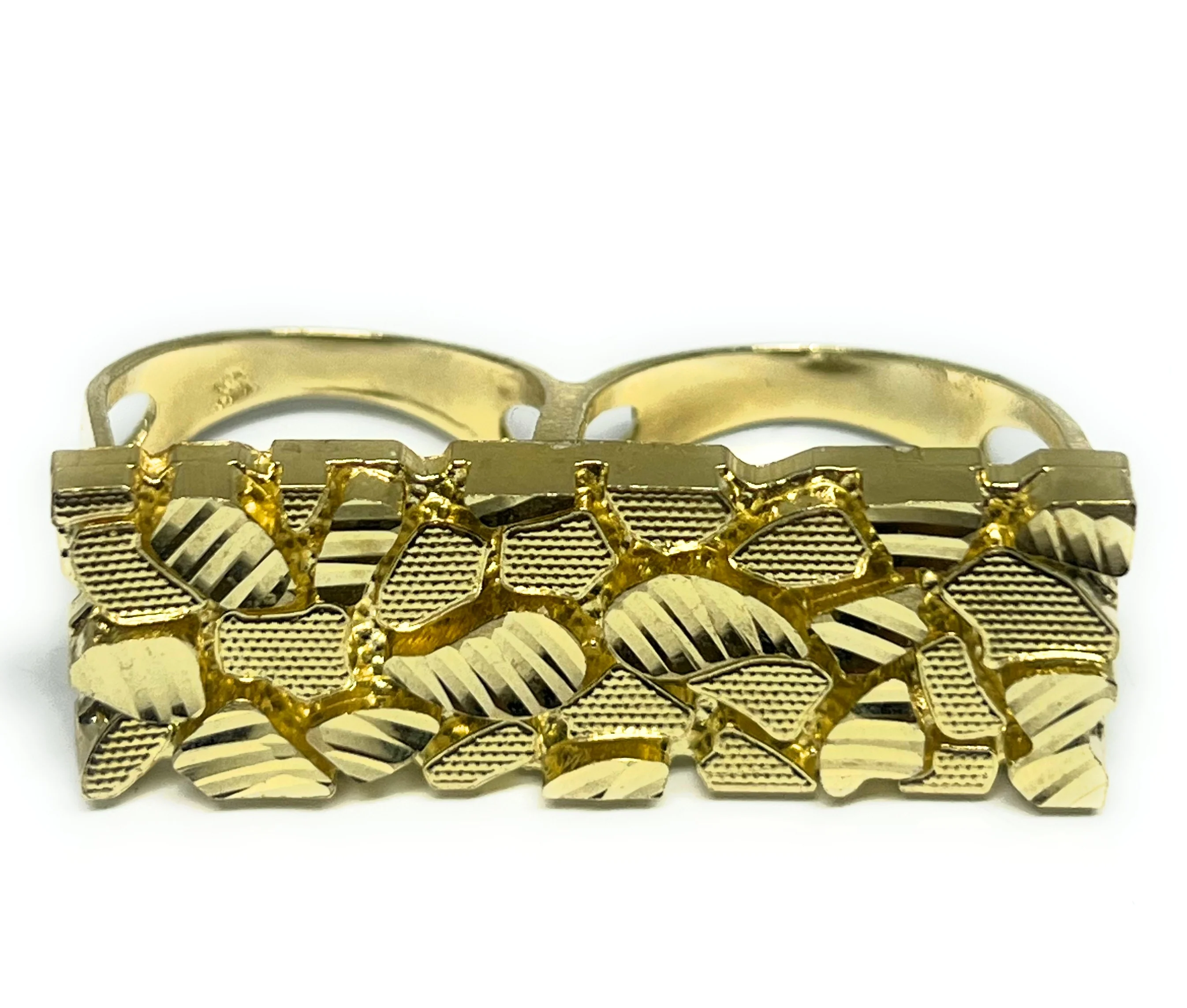 10k Solid Gold Yellow TWO FINGER RECTANGLE Nugget Ring (11g) (LG)