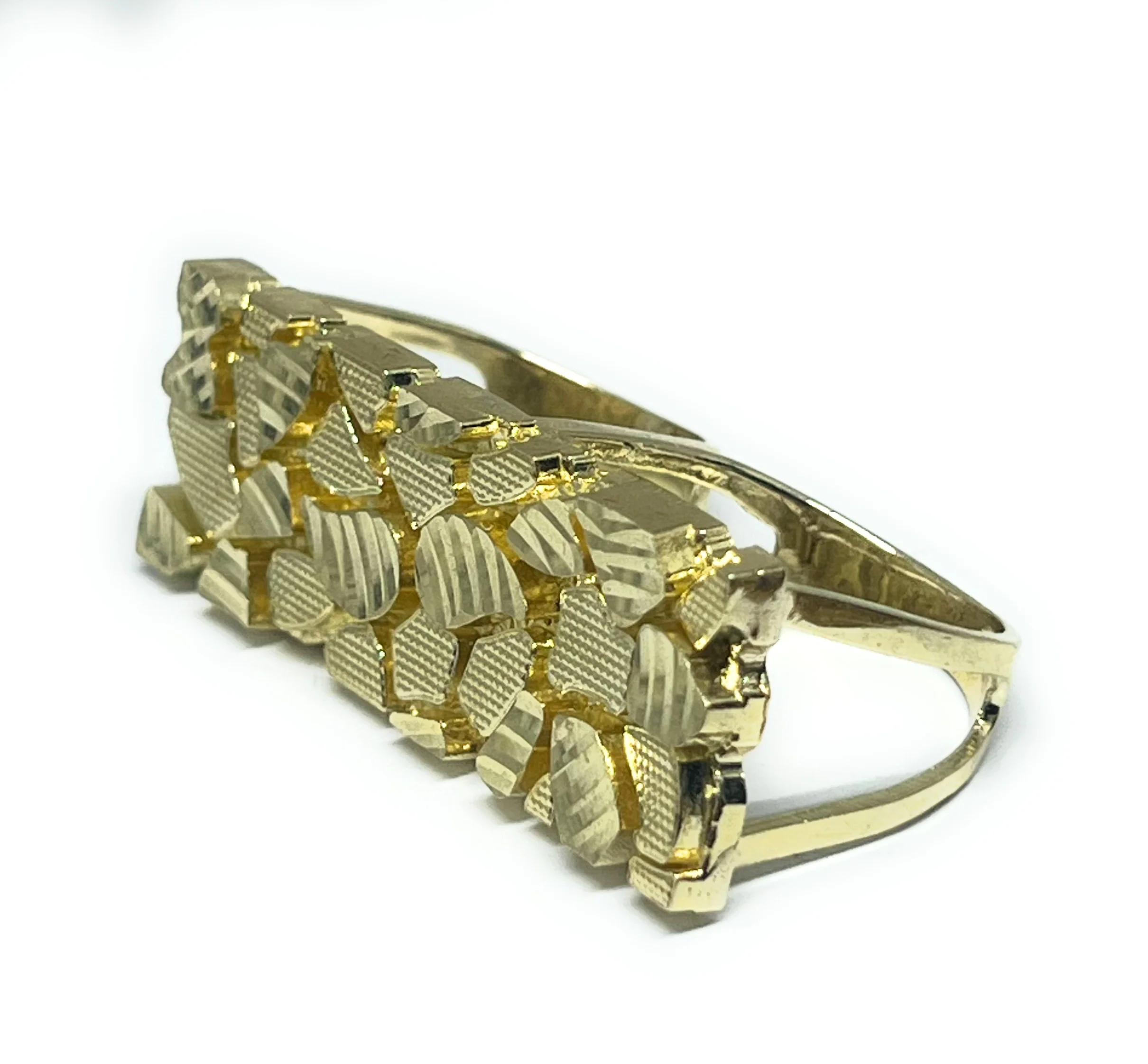 10k Solid Gold Yellow TWO FINGER RECTANGLE Nugget Ring (11g) (LG) - Image 2
