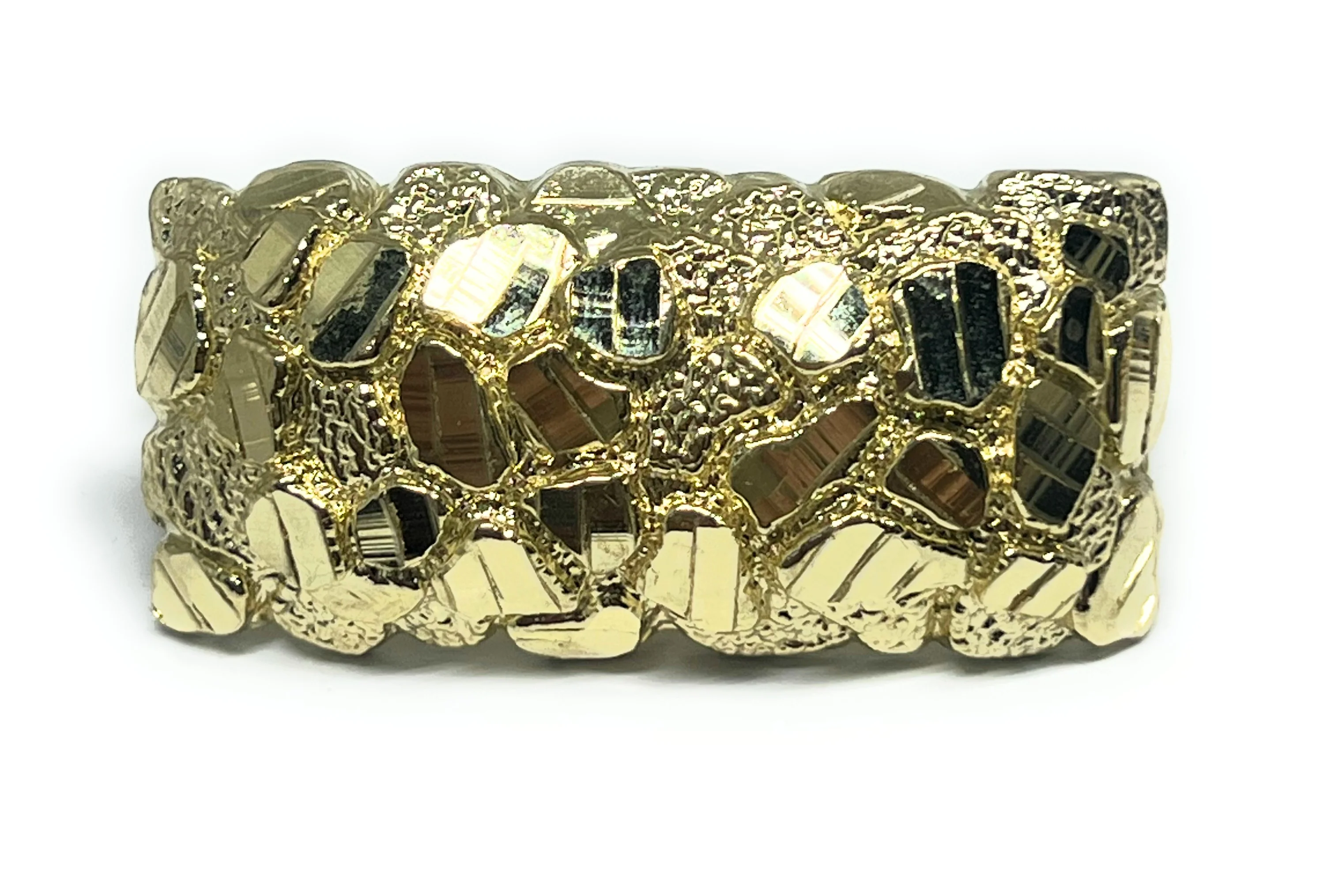 10k Solid Gold Yellow TWO FINGER RECTANGLE Nugget Ring (12g) (XL)