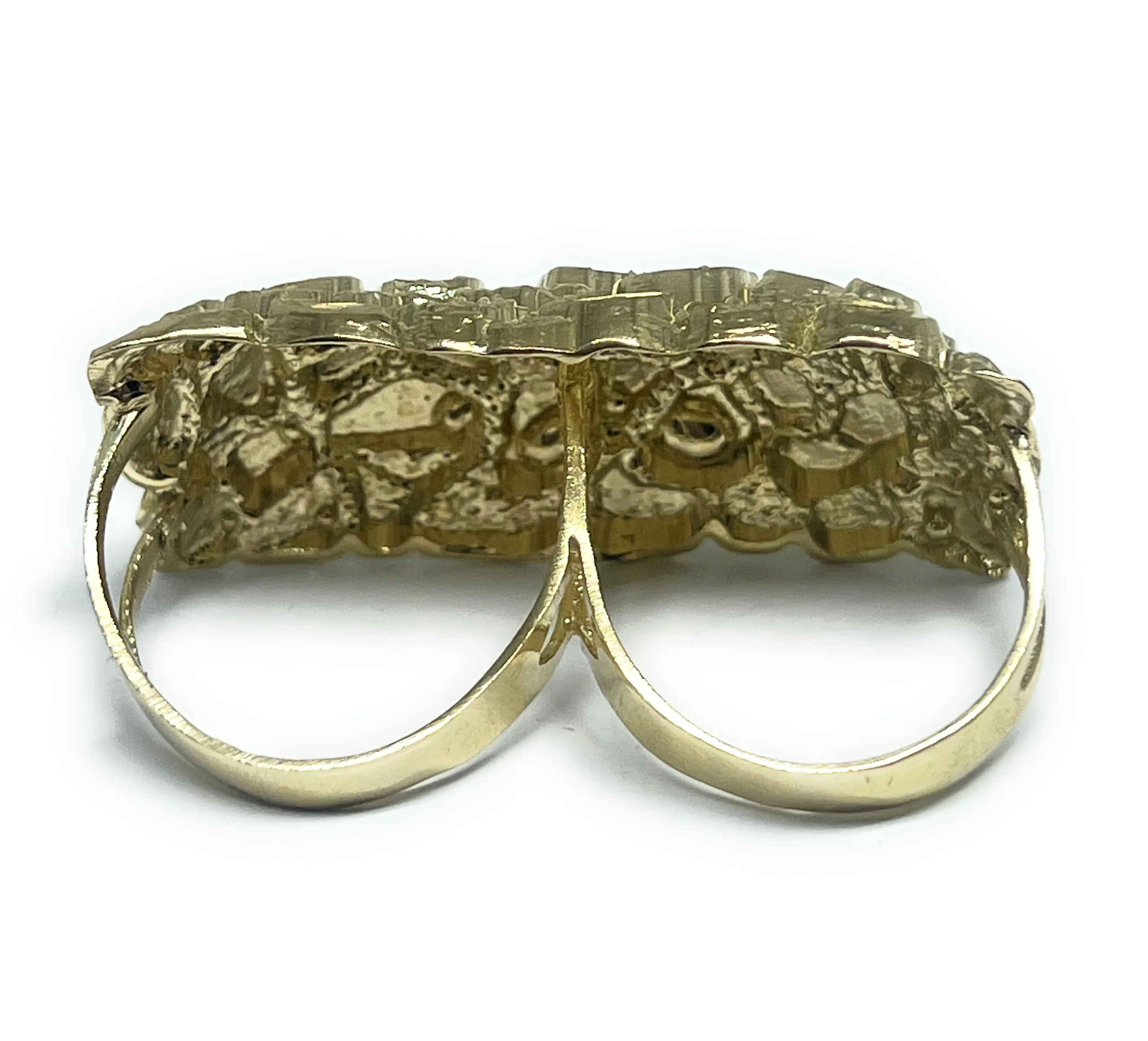 10k Solid Gold Yellow TWO FINGER RECTANGLE Nugget Ring (12g) (XL) - Image 4
