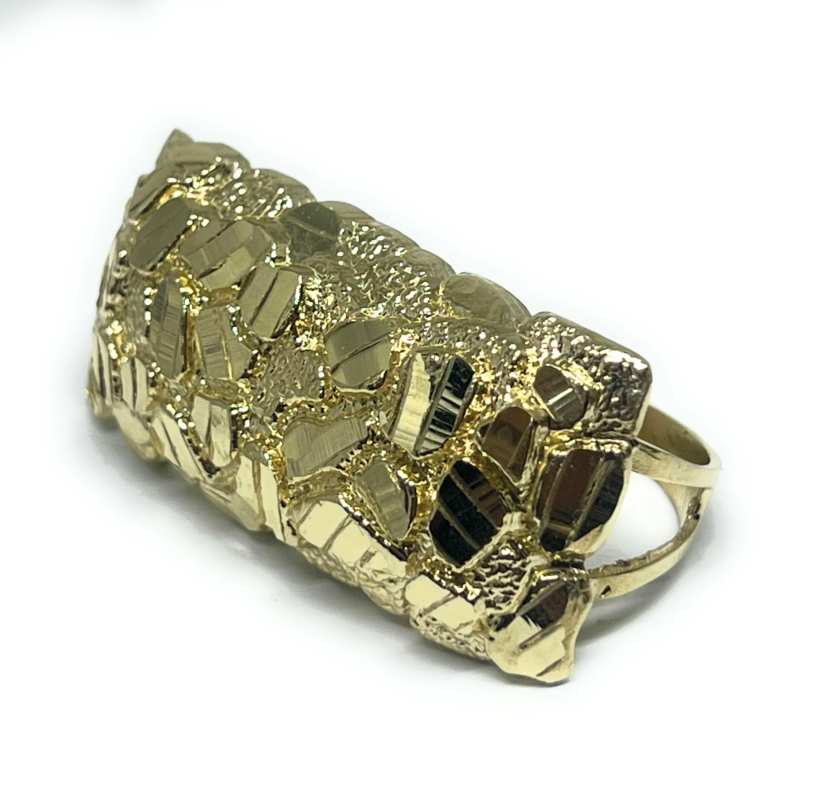 10k Solid Gold Yellow TWO FINGER RECTANGLE Nugget Ring (12g) (XL) - Image 5