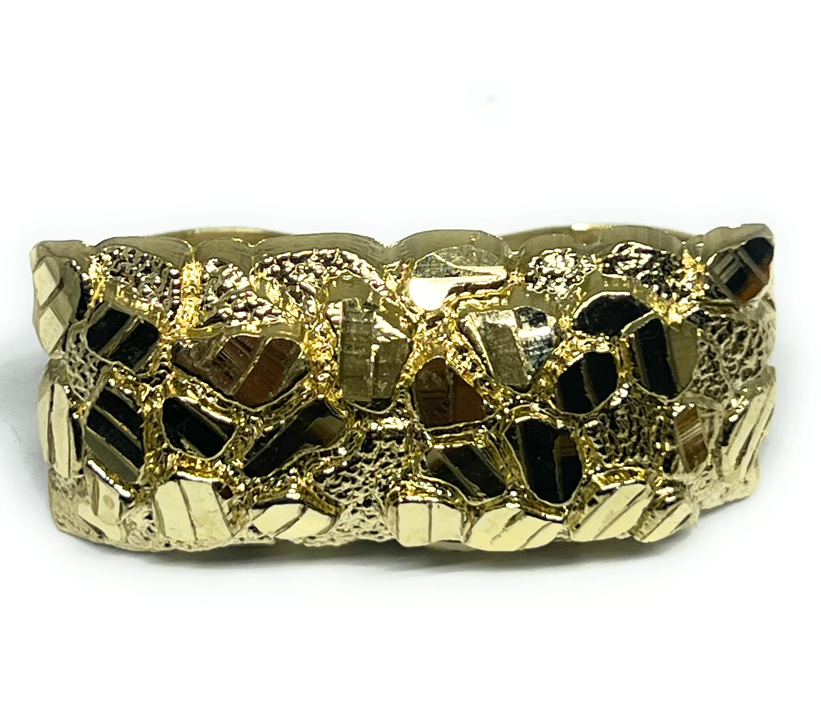 10k Solid Gold Yellow TWO FINGER RECTANGLE Nugget Ring (12g) (XL) - Image 6