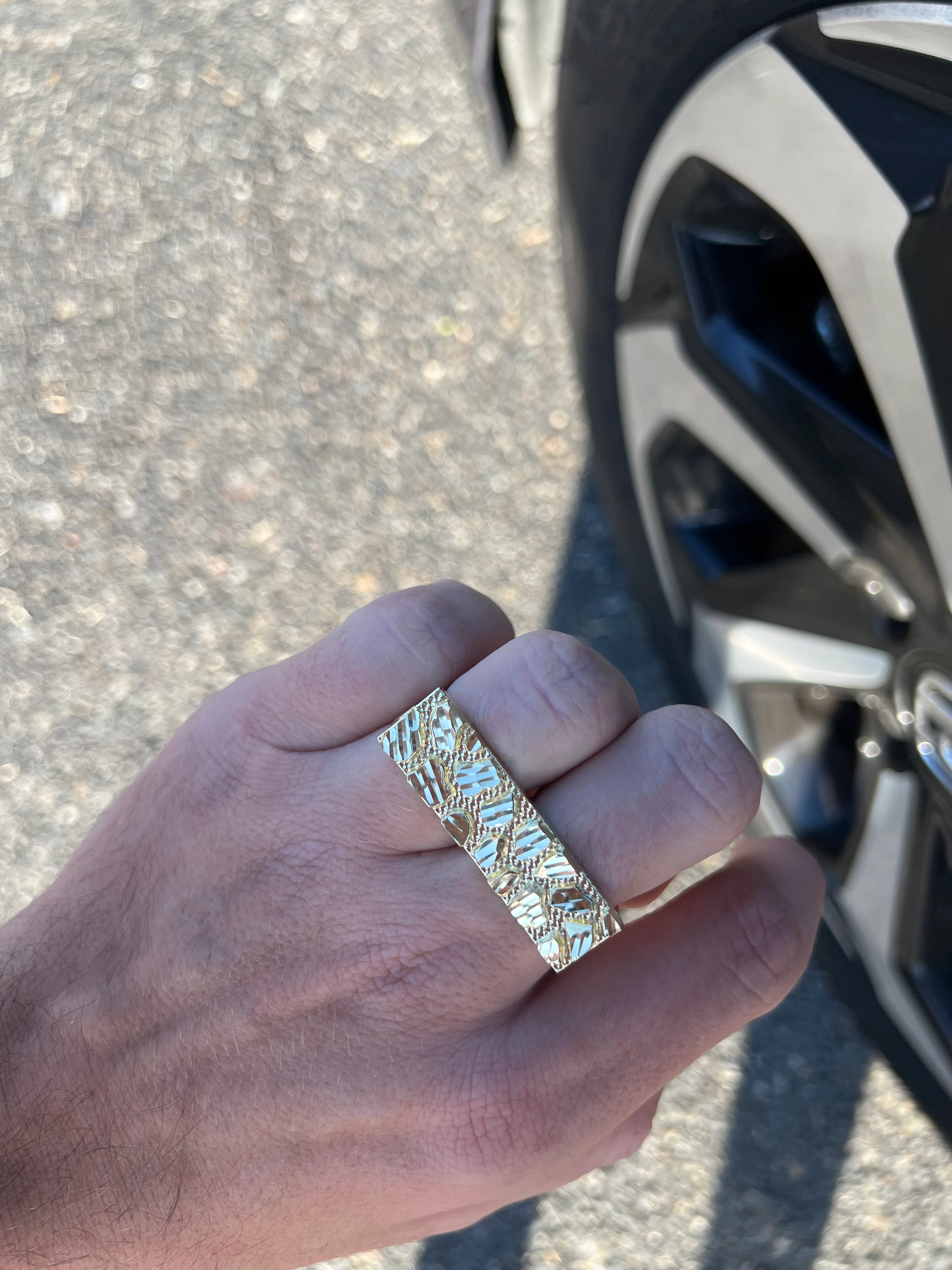10k Solid Gold Yellow TWO FINGER RECTANGLE Nugget Ring (7.5g) (MED) - Image 2