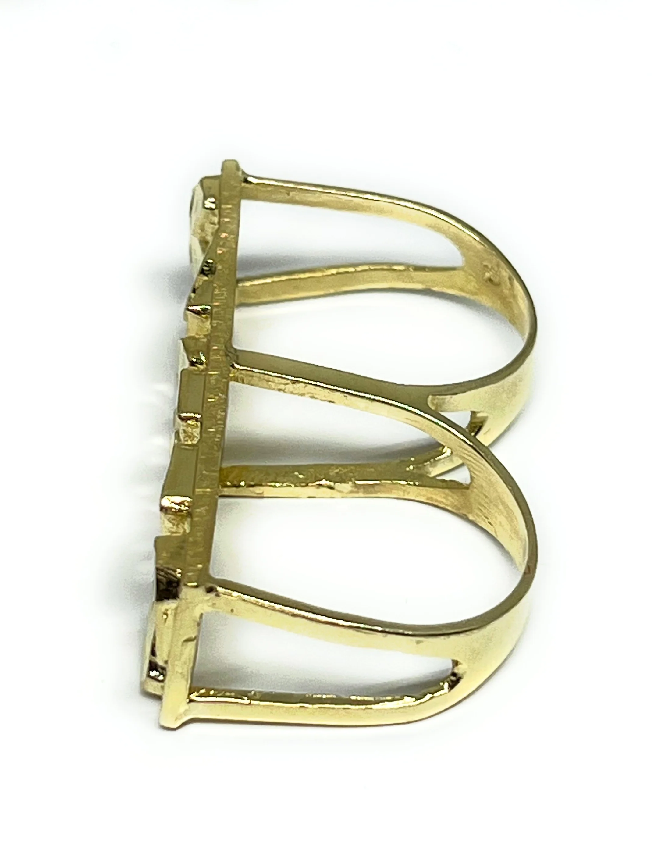 10k Solid Gold Yellow TWO FINGER RECTANGLE Nugget Ring (7.5g) (MED) - Image 4