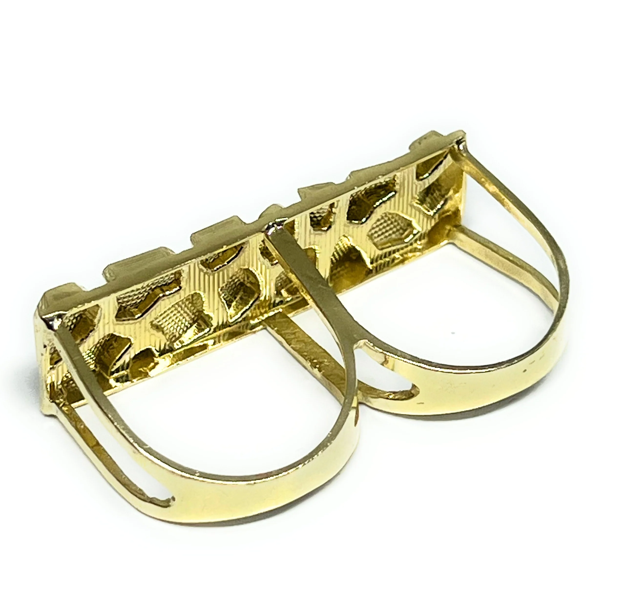 10k Solid Gold Yellow TWO FINGER RECTANGLE Nugget Ring (7.5g) (MED) - Image 5