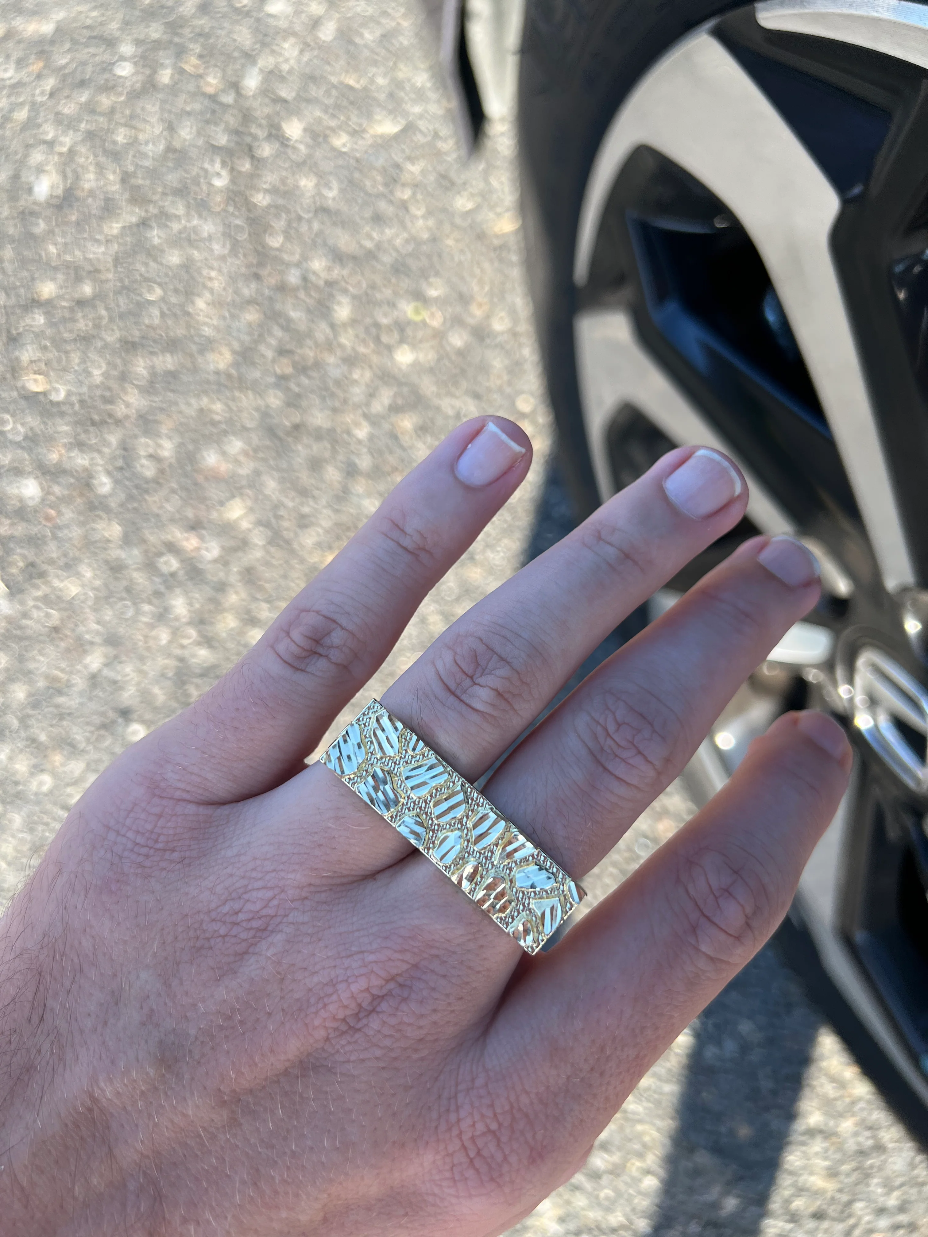 10k Solid Gold Yellow TWO FINGER RECTANGLE Nugget Ring (7.5g) (MED) - Image 7