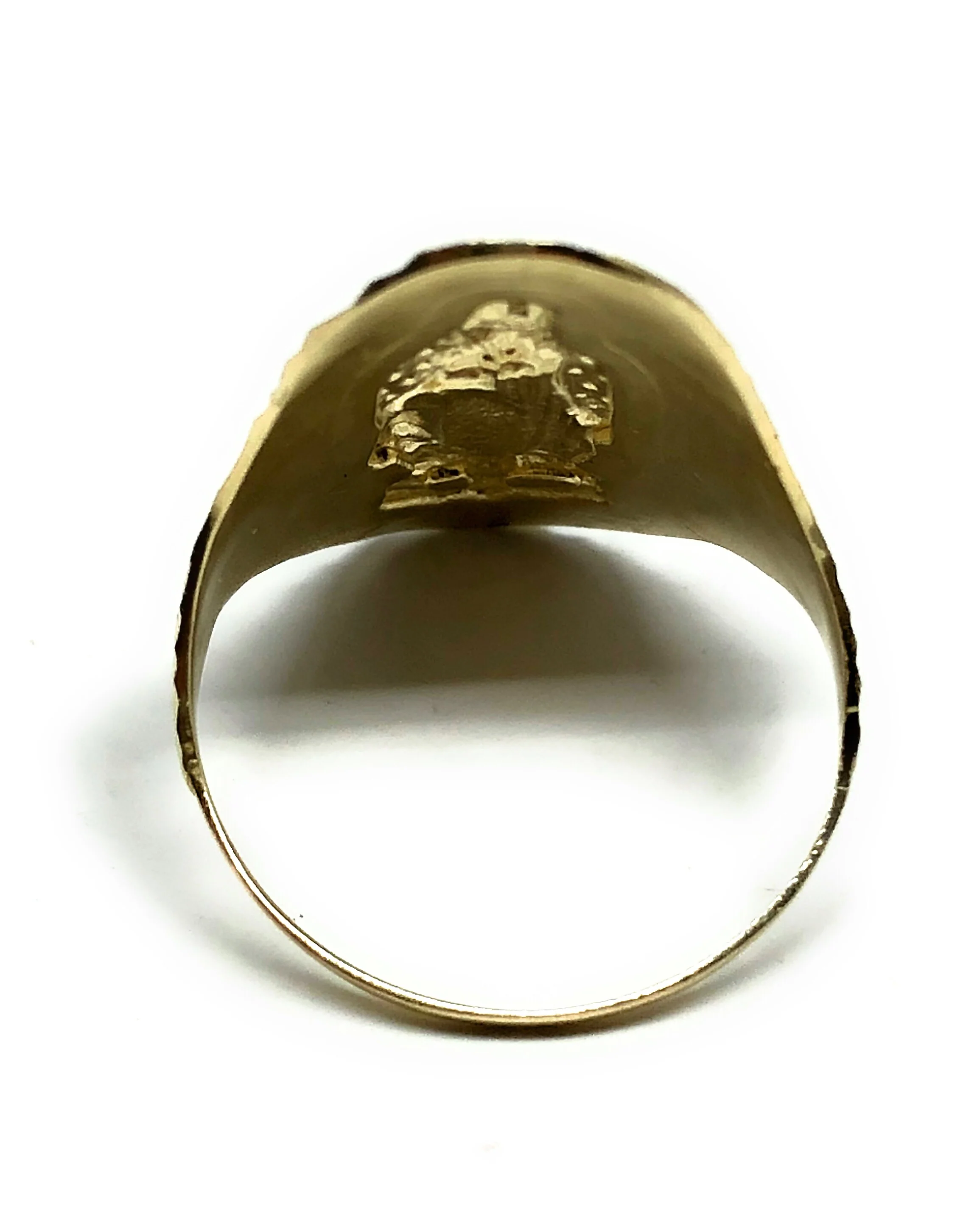 10k Solid Gold Yellow Virrgin Mary Oval Long Ring - Image 3