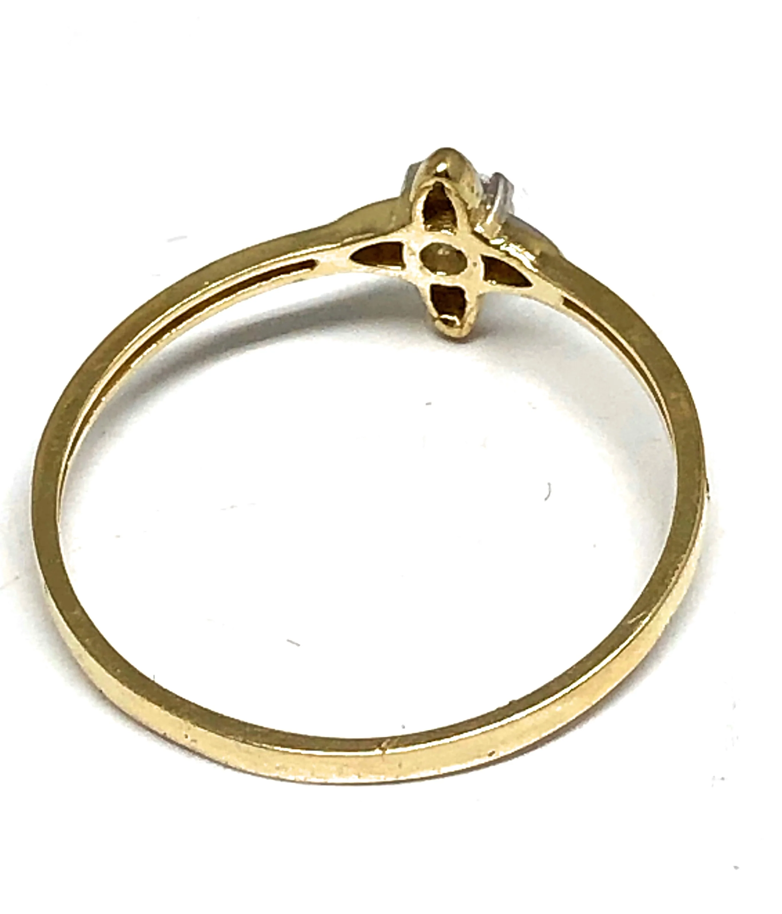 10k Solid Gold Yellow & White Gold CZ Flower Ring - Image 3