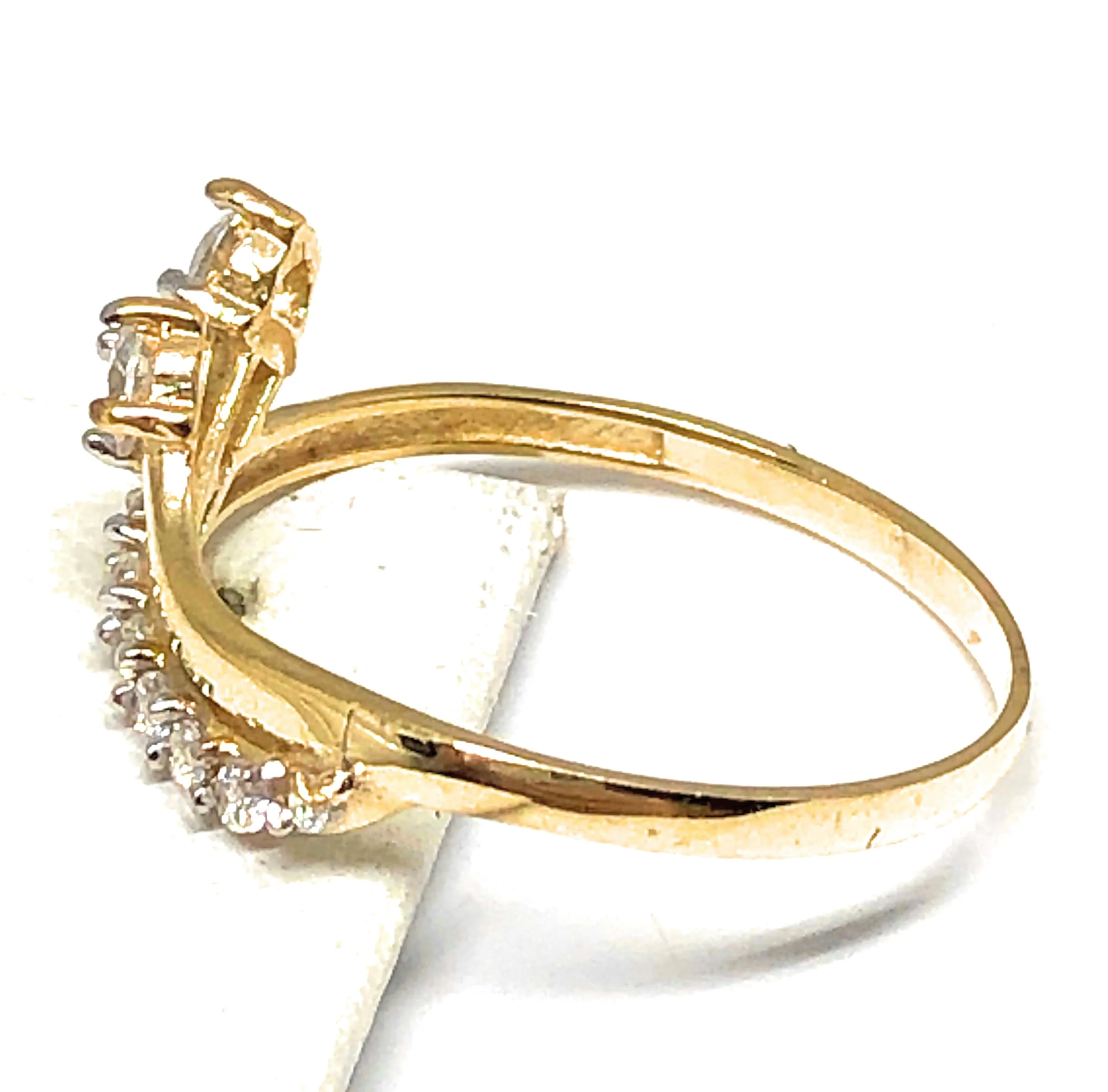 10k Solid Gold Yellow & White Gold CZ Ring - Image 2