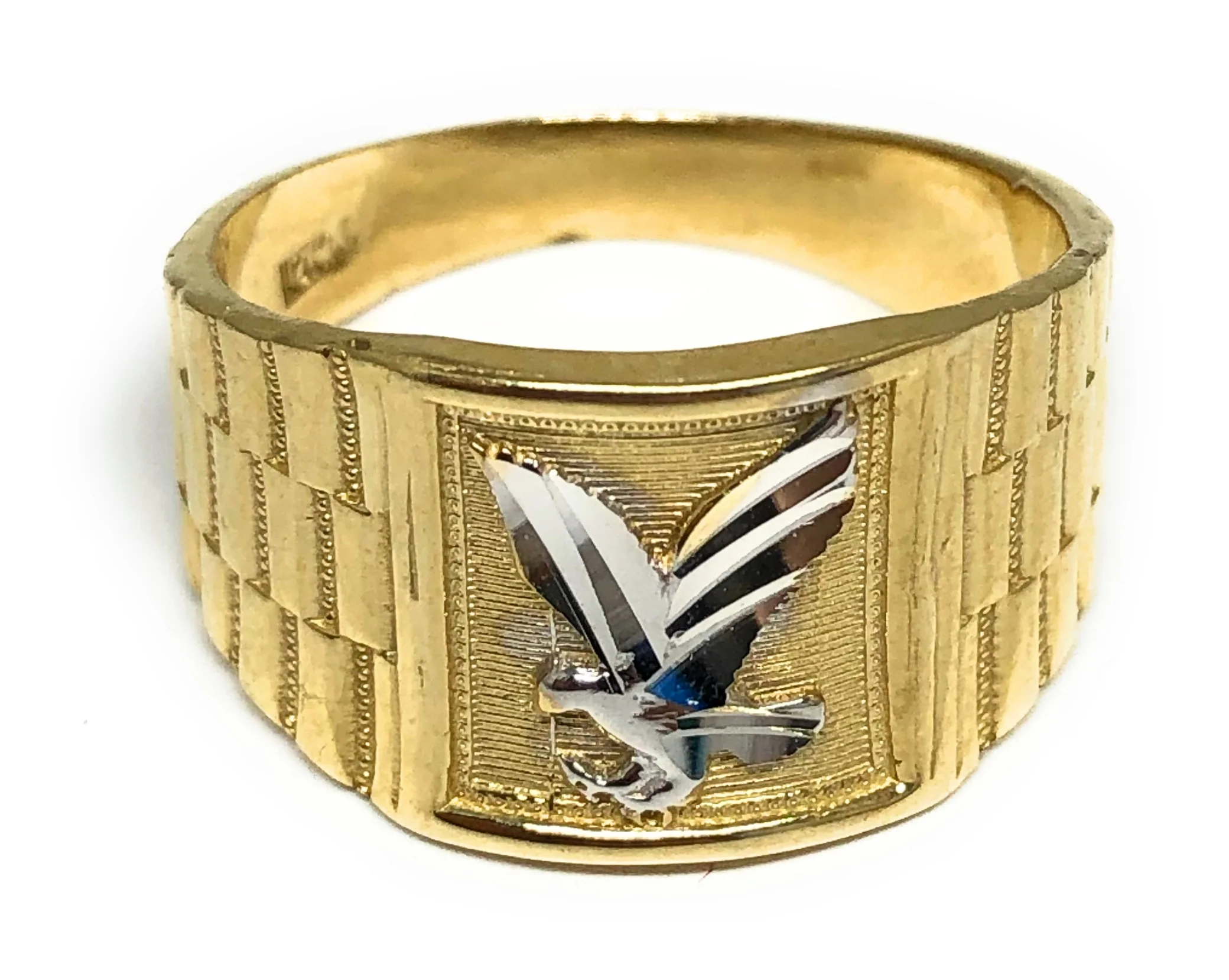 10k Solid Gold Yellow & White Gold Eagle Ring