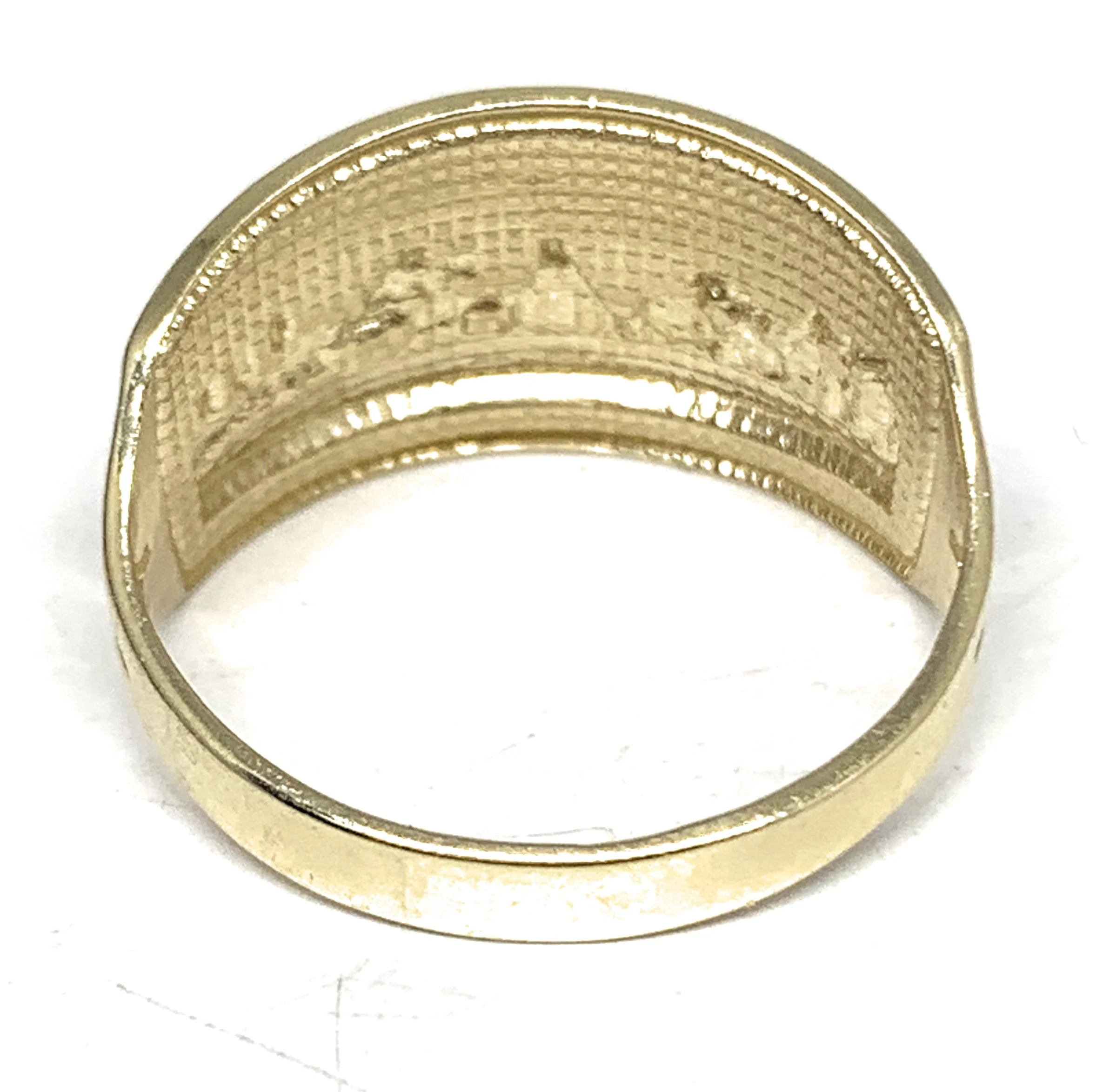 10k Solid Gold Yellow & White Gold Wide Last Supper Ring - Image 3