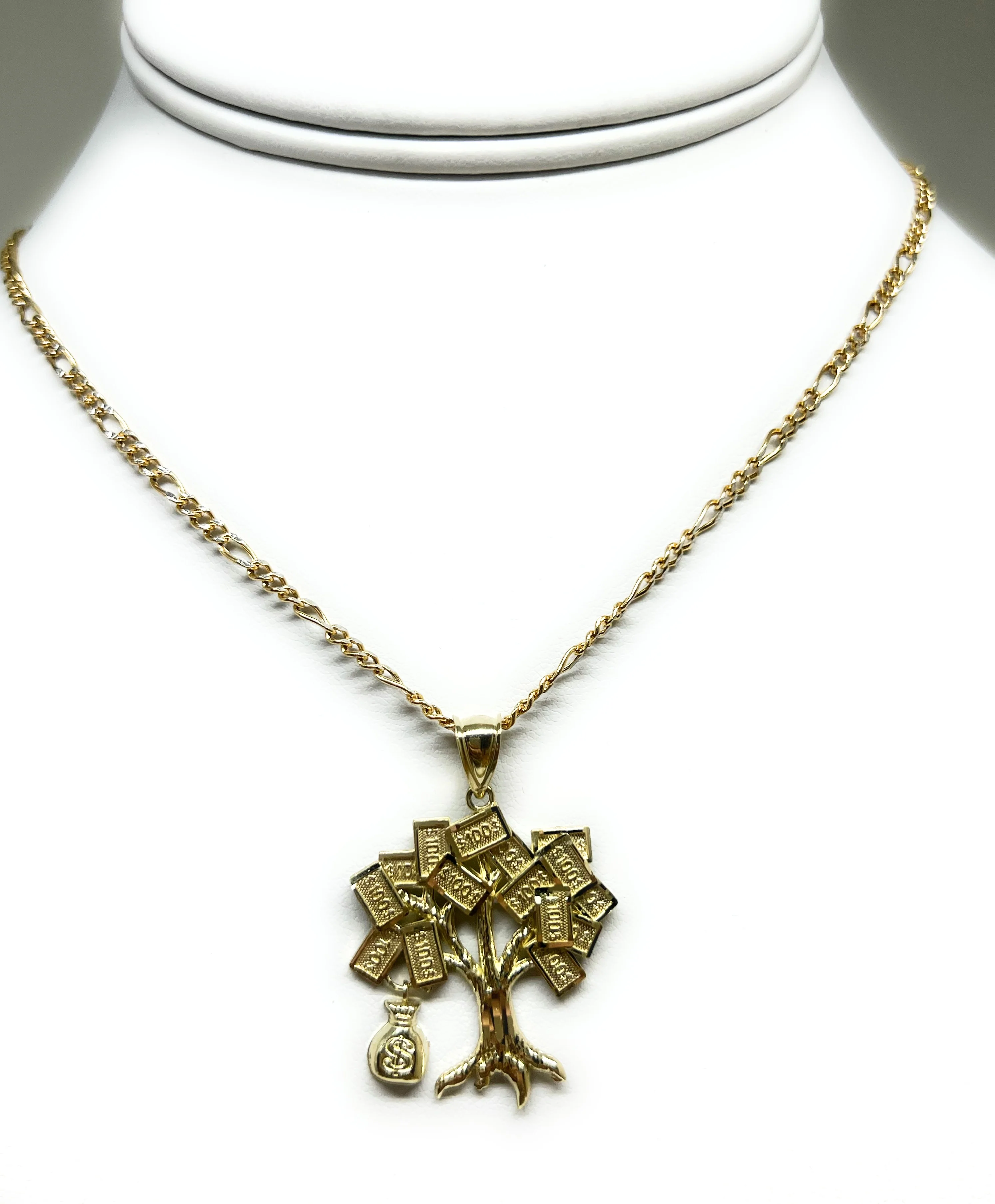 10k Solid Gold Money TREE Dollars Pendant Necklace - Image 6