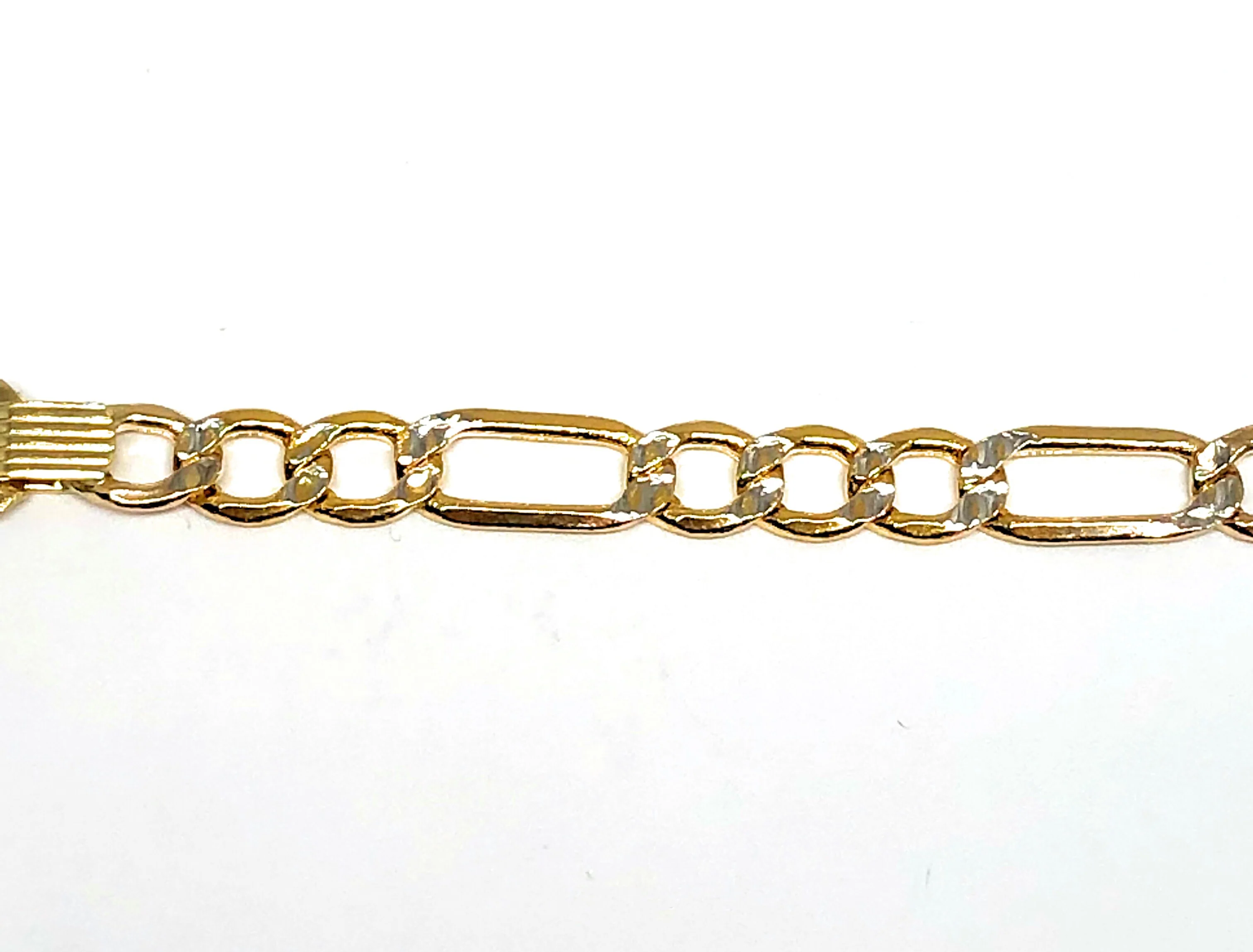 14k Solid Gold Kids 0-8 ID FIGARO Brracelet 6 inch length 3.5MM-4.25MM Width (Free Engraving, Email us name!) - Image 5