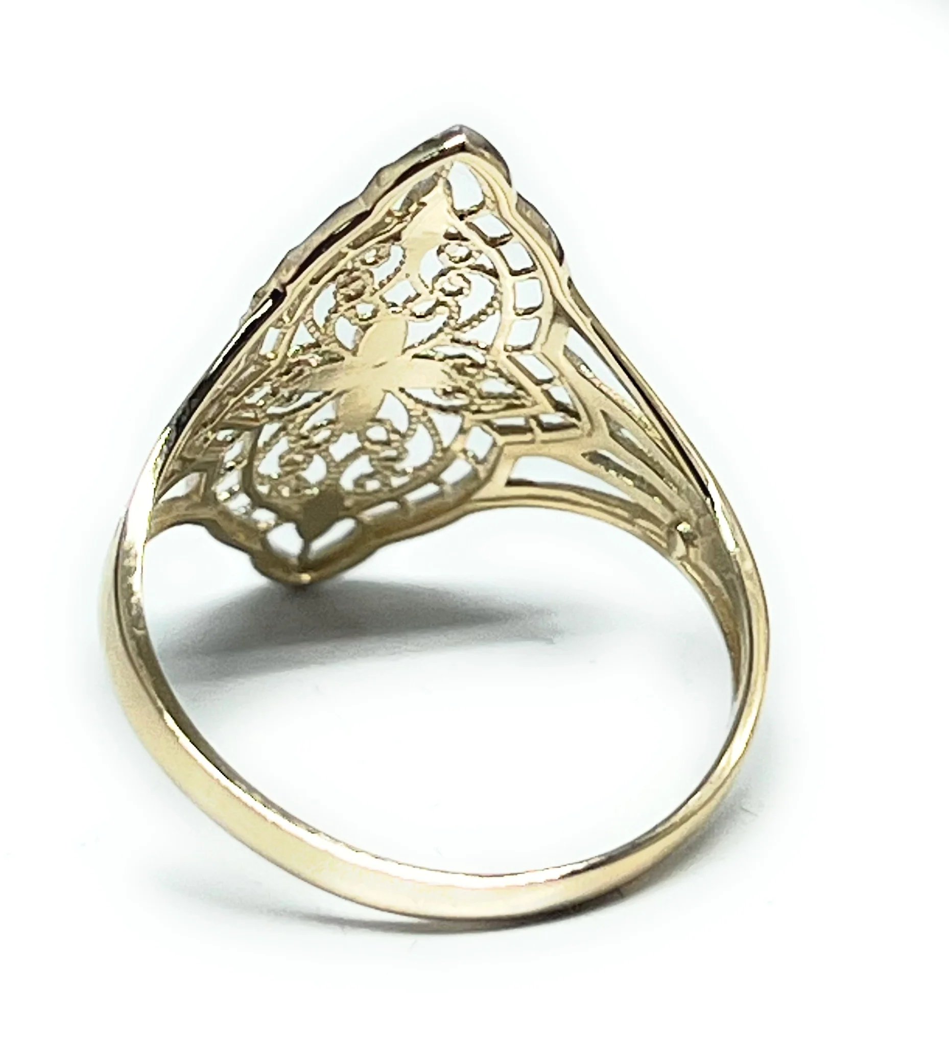 14k Solid Gold 2-Tone Filigree Flower Ring (FC 286) - Image 3