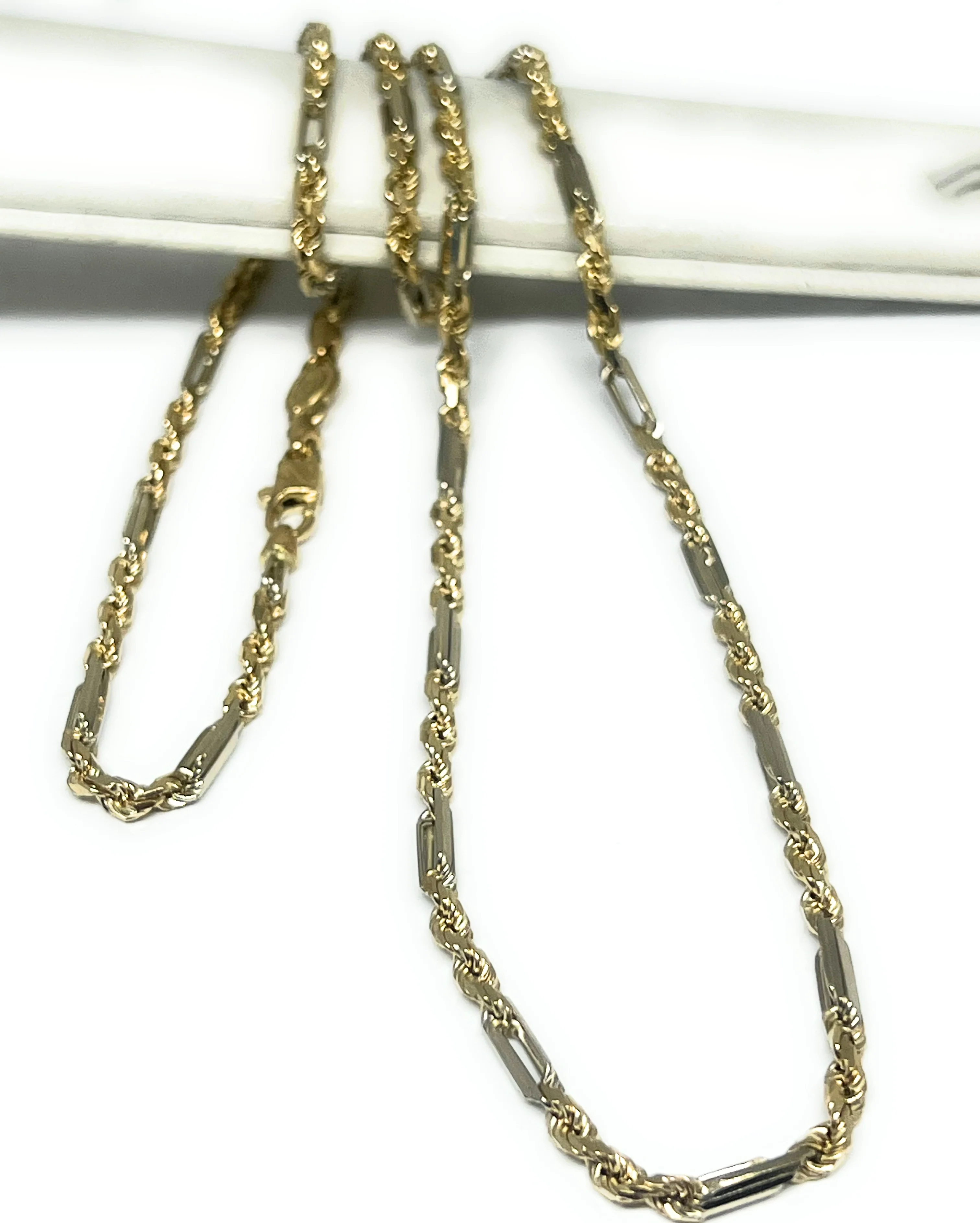 14k Solid Gold 2-Tone Milano Rope "FIGAROPE" Chain 18-24 inches 3mm (FULL SOLID STYLE) (15-21g) - Image 3