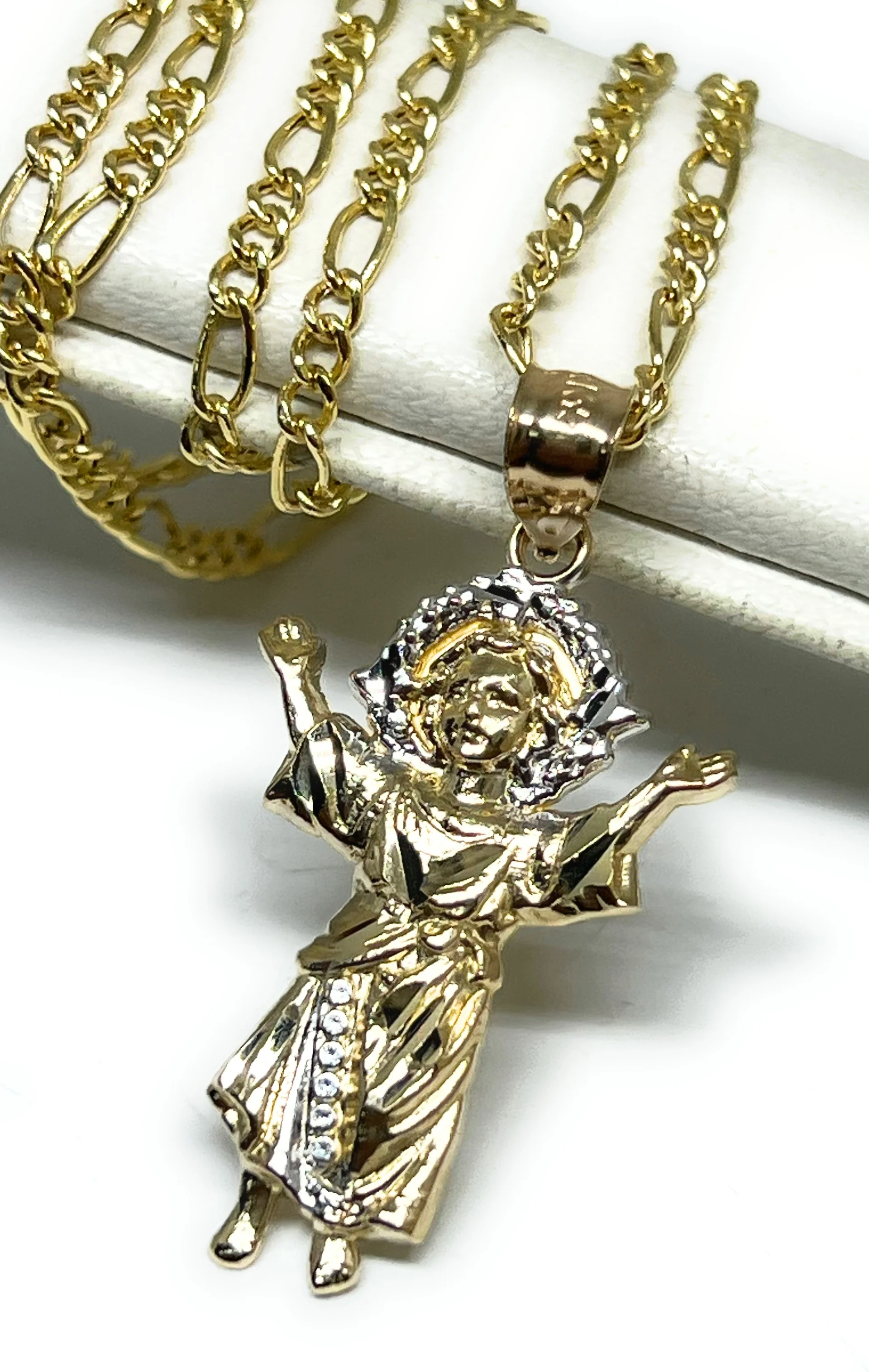 14k Solid Gold 2-Tone NINO DIOS JESUS Pendant Necklace - Image 3