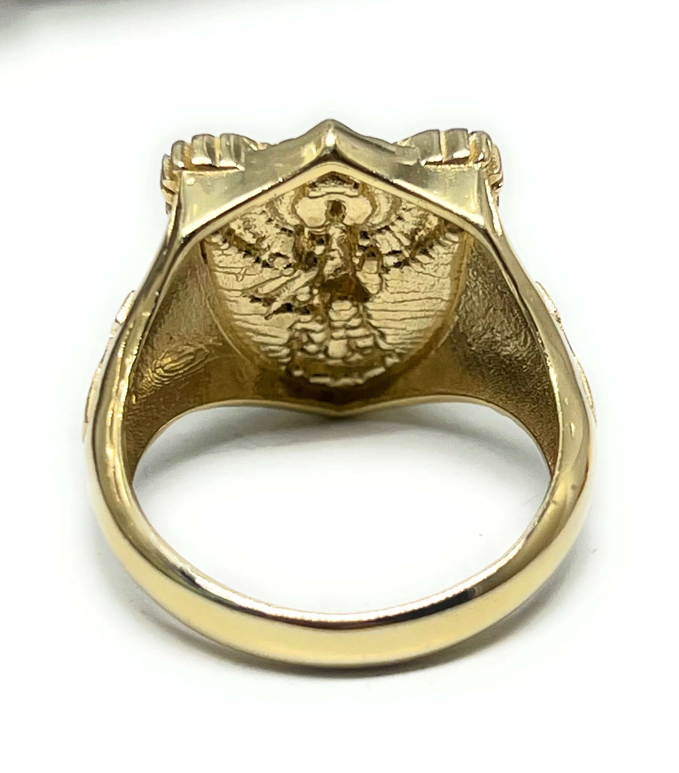 14k Solid Gold 2-Tone ST MICHAEL ARCHANGEL 3D SHIELD Ring (7g~) - Image 4