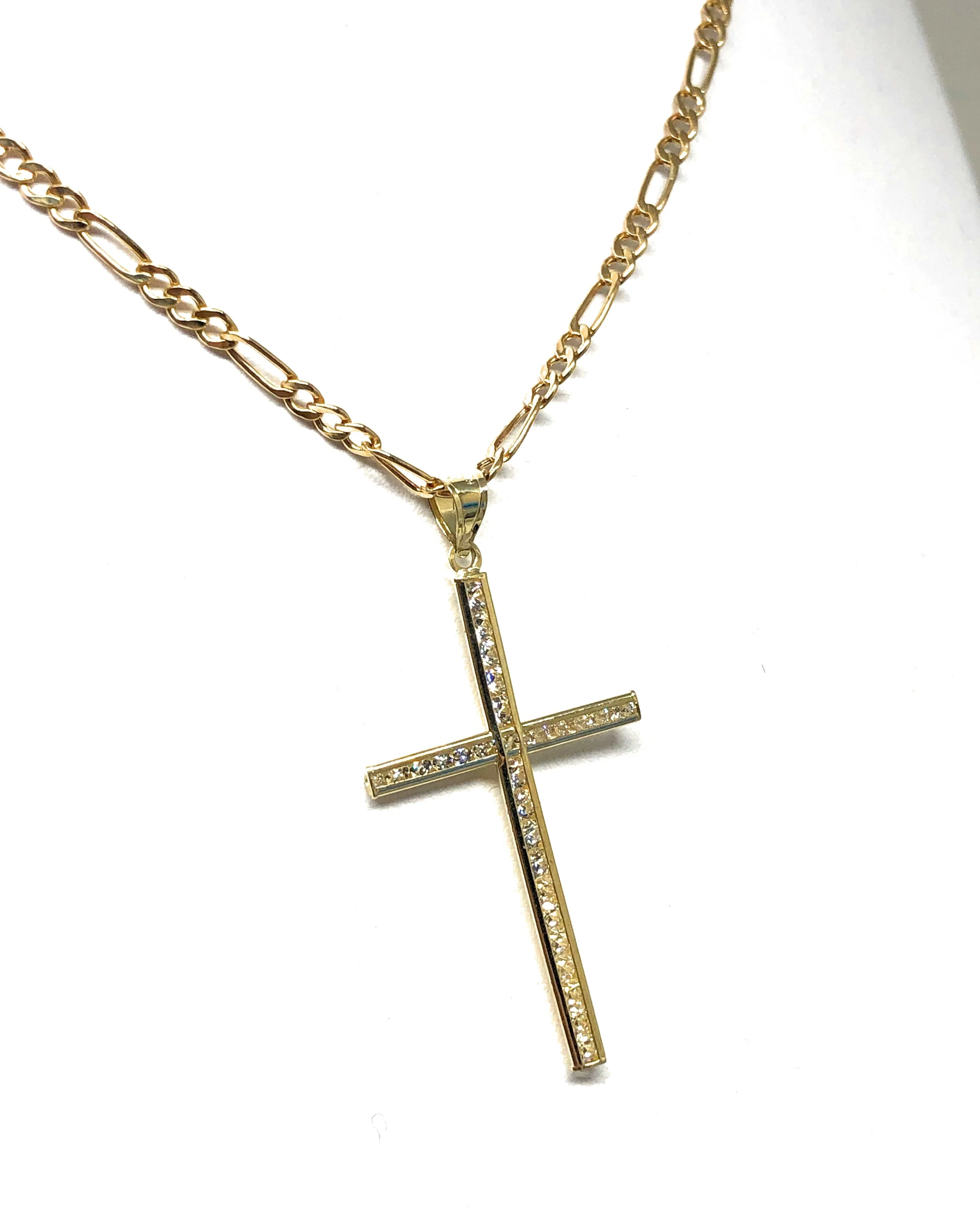 14k Solid Gold Classic Crucifix Cross CZ Pendant - Image 5