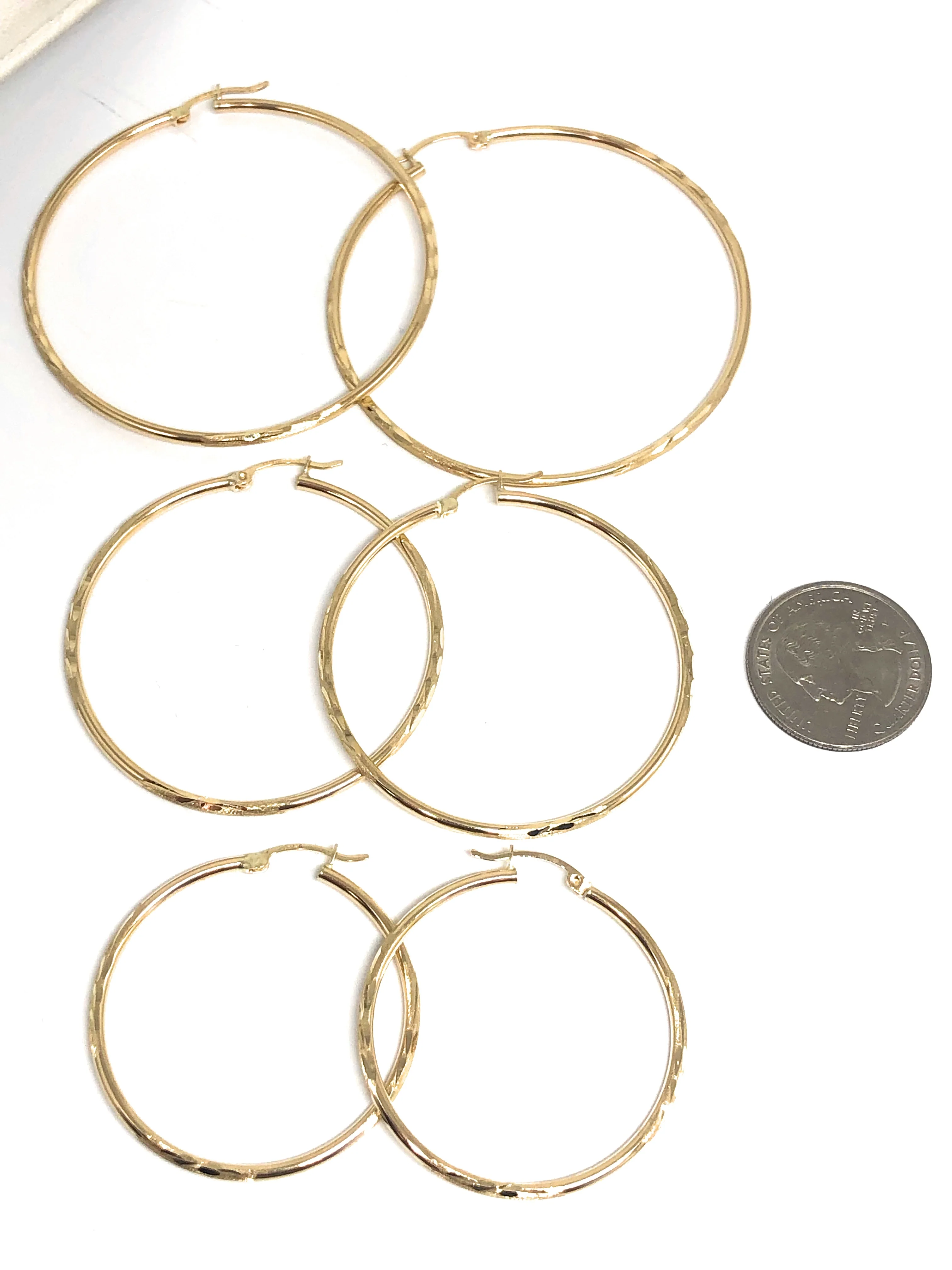 14k Solid Gold Classic Hoop Earrings - Image 2