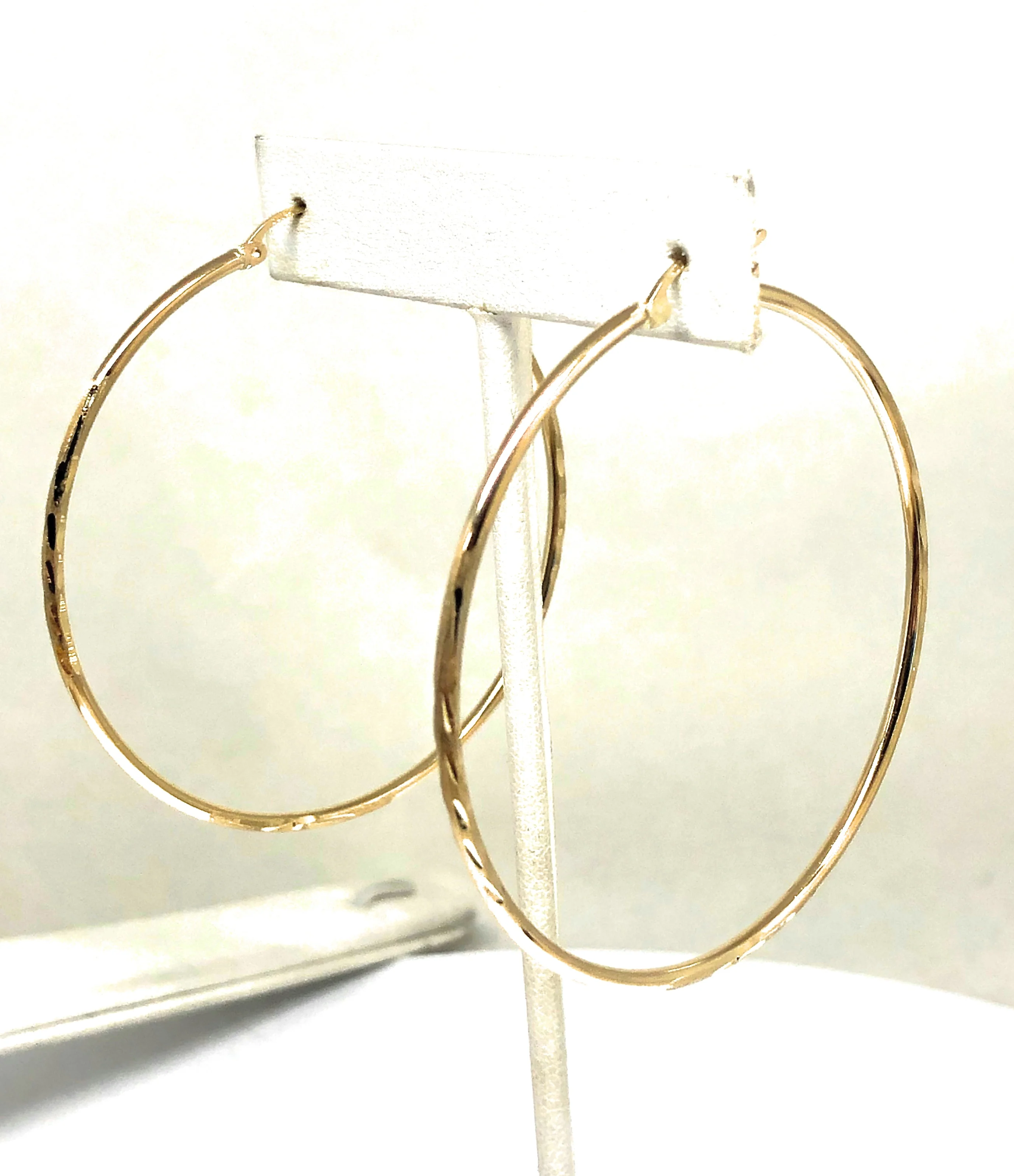 14k Solid Gold Classic Hoop Earrings - Image 3
