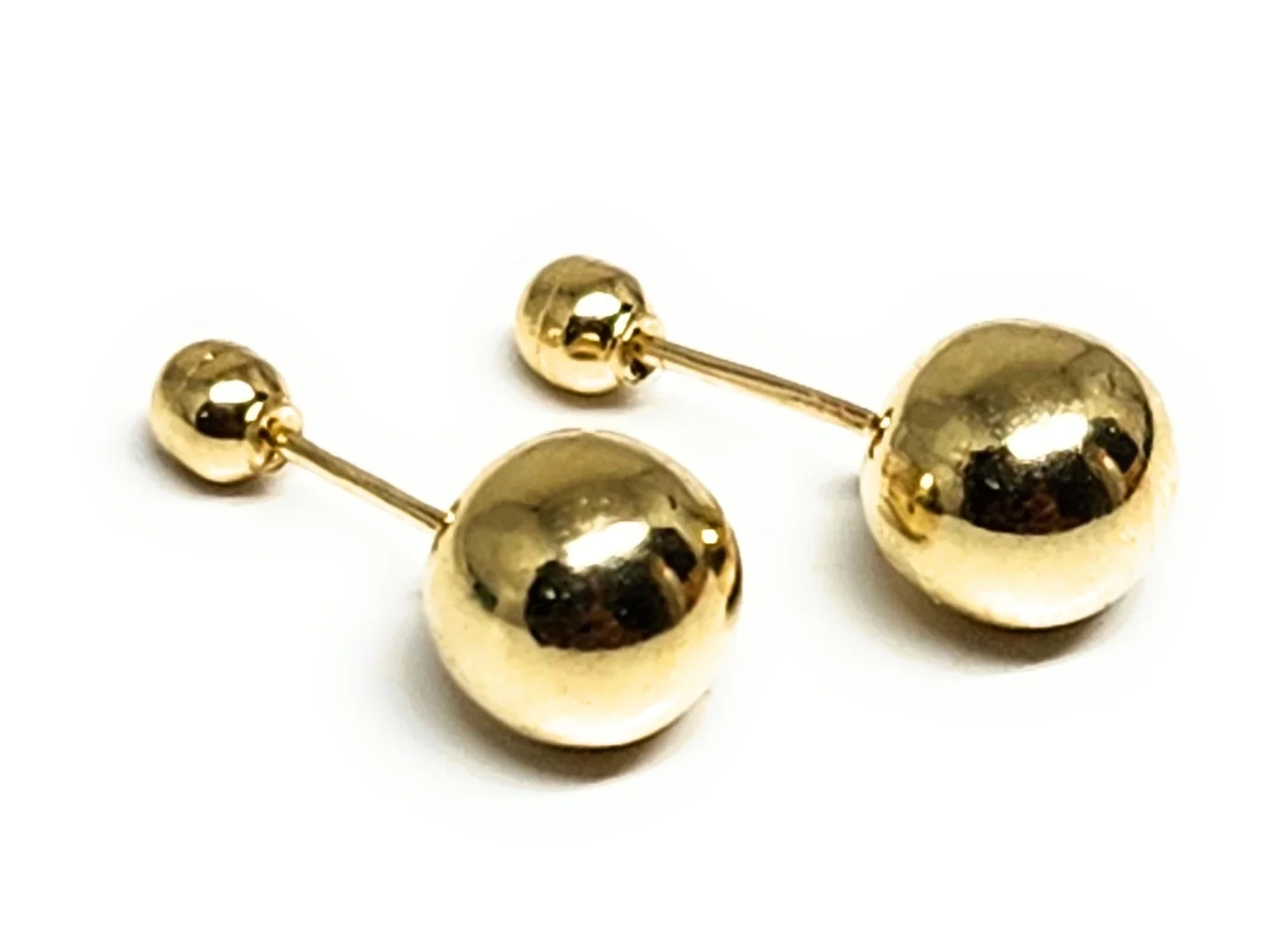 14k Solid Gold SMALL Classic YELLOW BALL STUD Earrings (FCE 47) (MADE IN MX) - Image 2