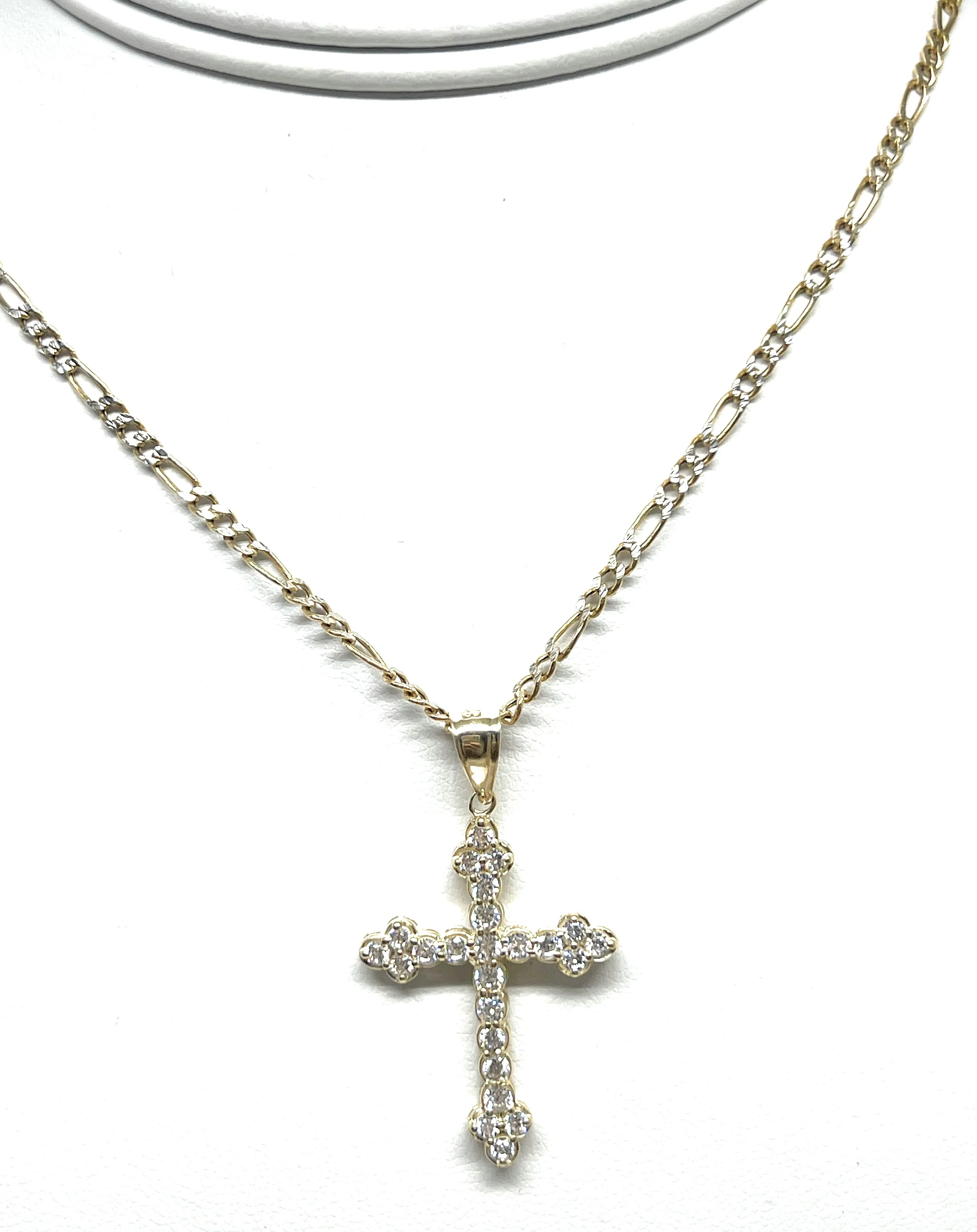 14k Solid Gold Clover Cross FULL CZ  Pendant - Image 5
